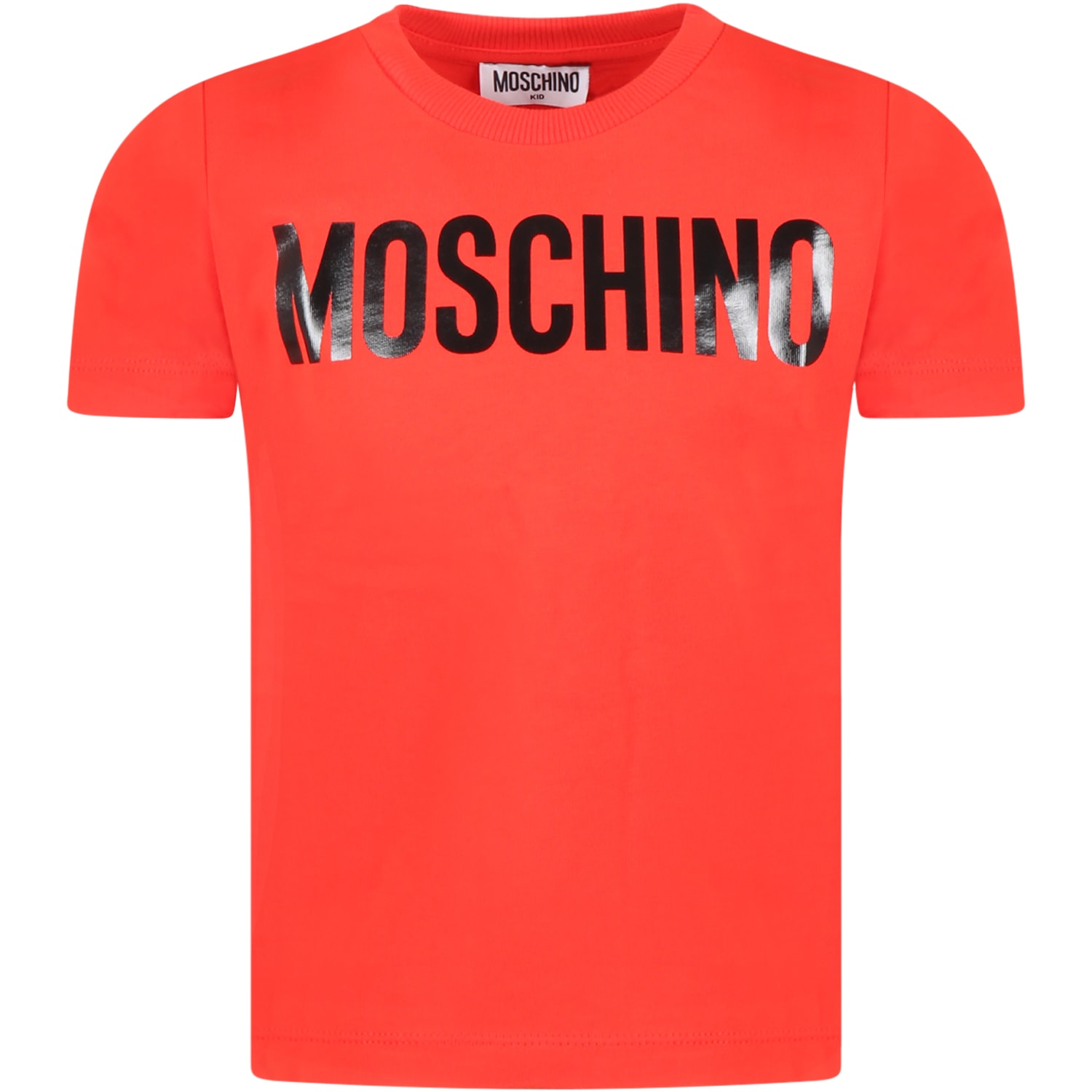 Moschino Red T-shirt For Kids With Black Logo