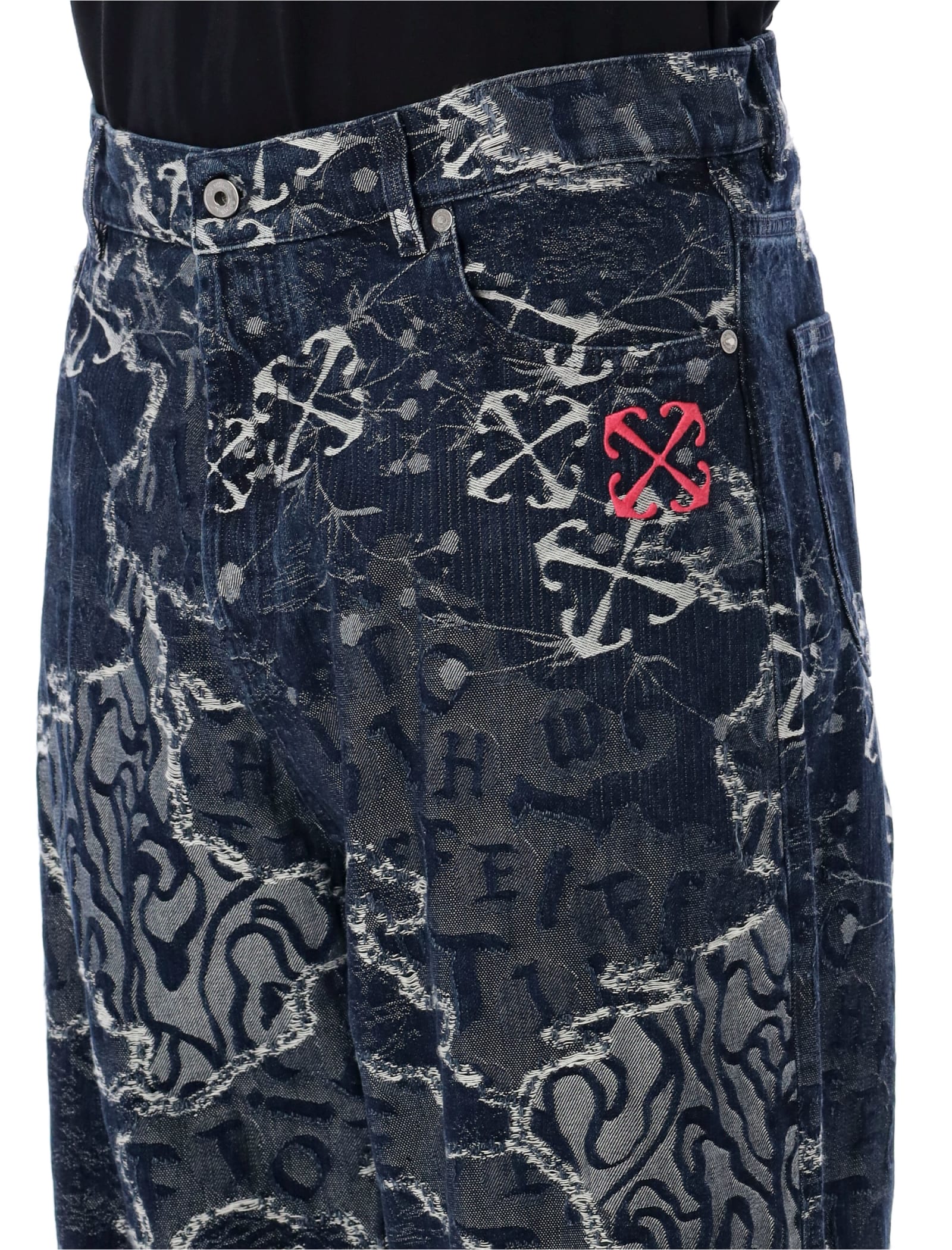 Shop Off-white Camo Jacquard Jeans In Blue