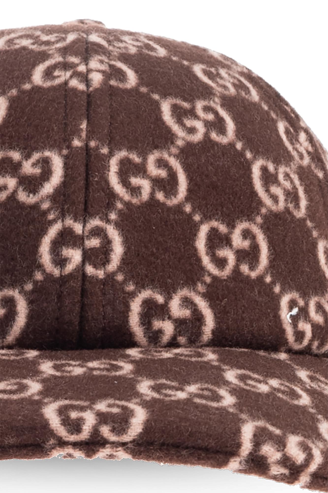 Gucci Gg Canvas Wool Baseball Cap In Brown