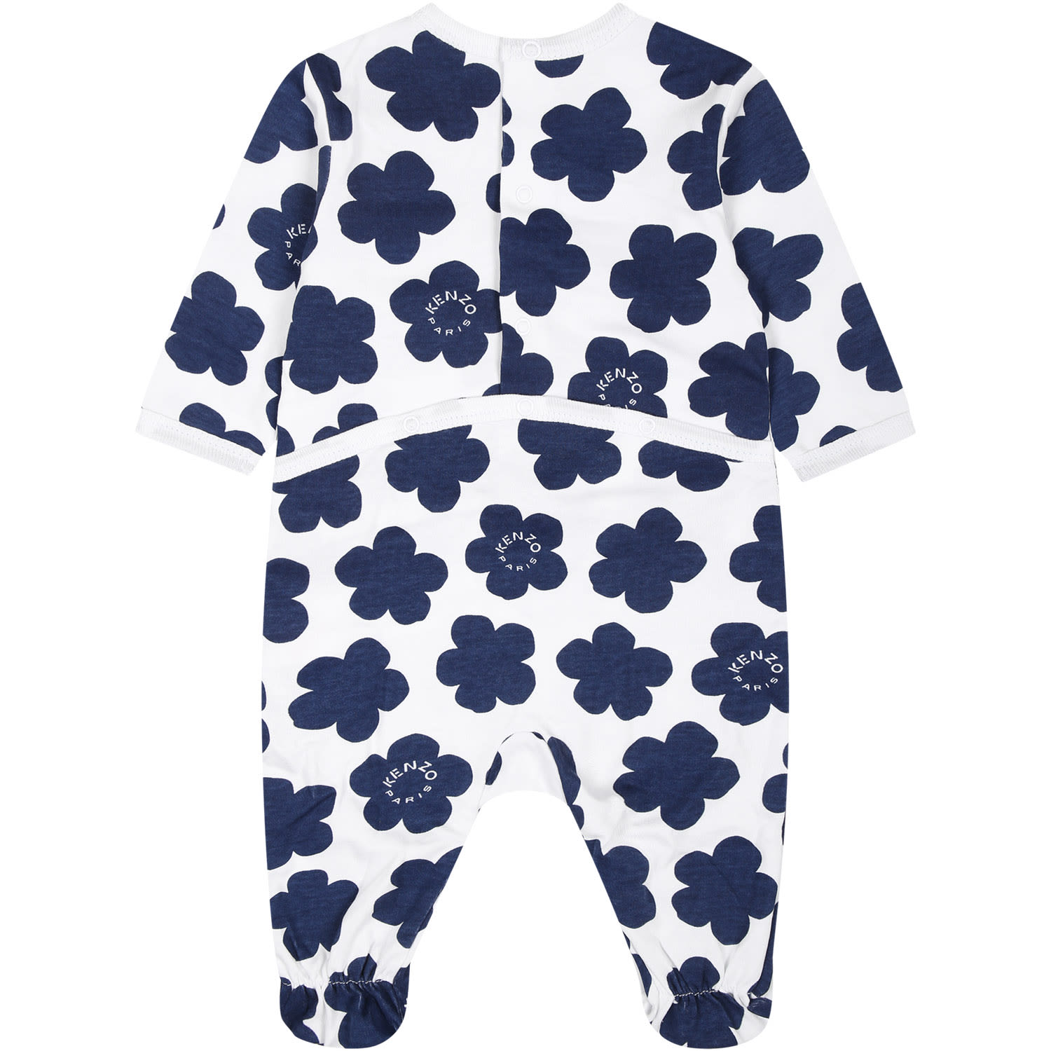 Shop Kenzo Multicolor Babygrows Set For Baby Boy With Logo In Bianco