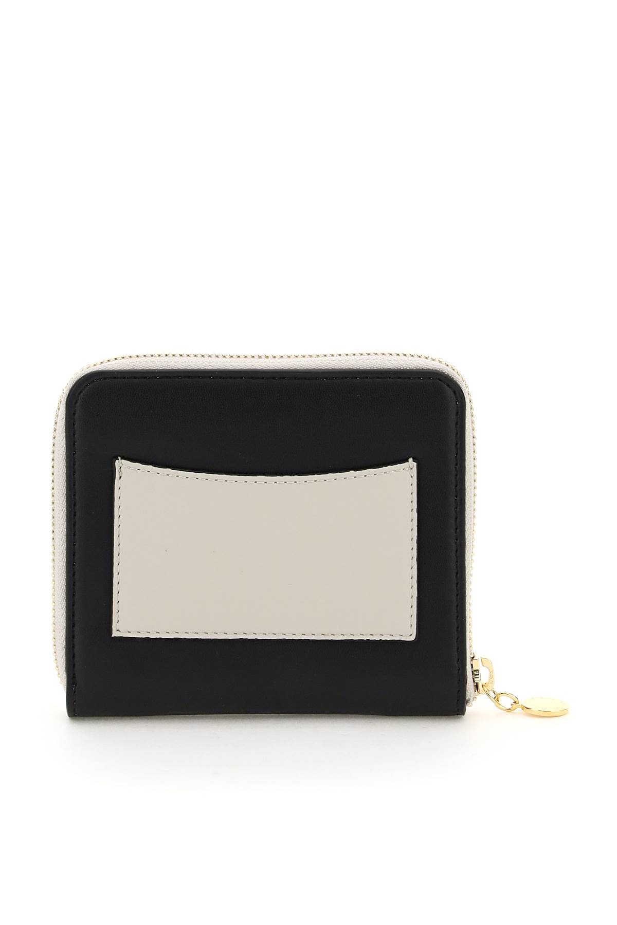 Stella Mccartney Logo Perforated Zipped Wallet In Black