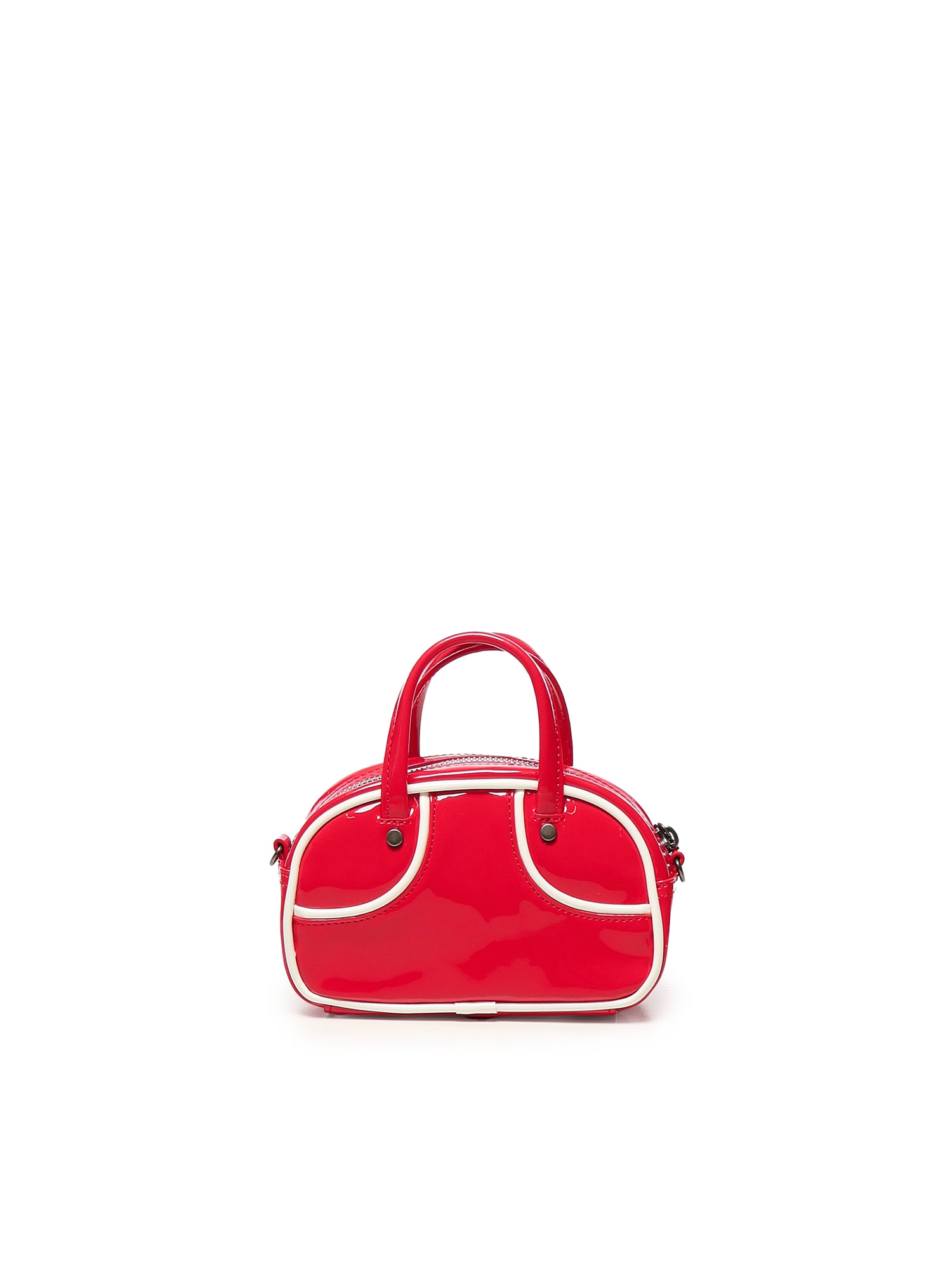 Puma 1976 Micro 1l Grip Patent-leather Top-handle Bag In Red