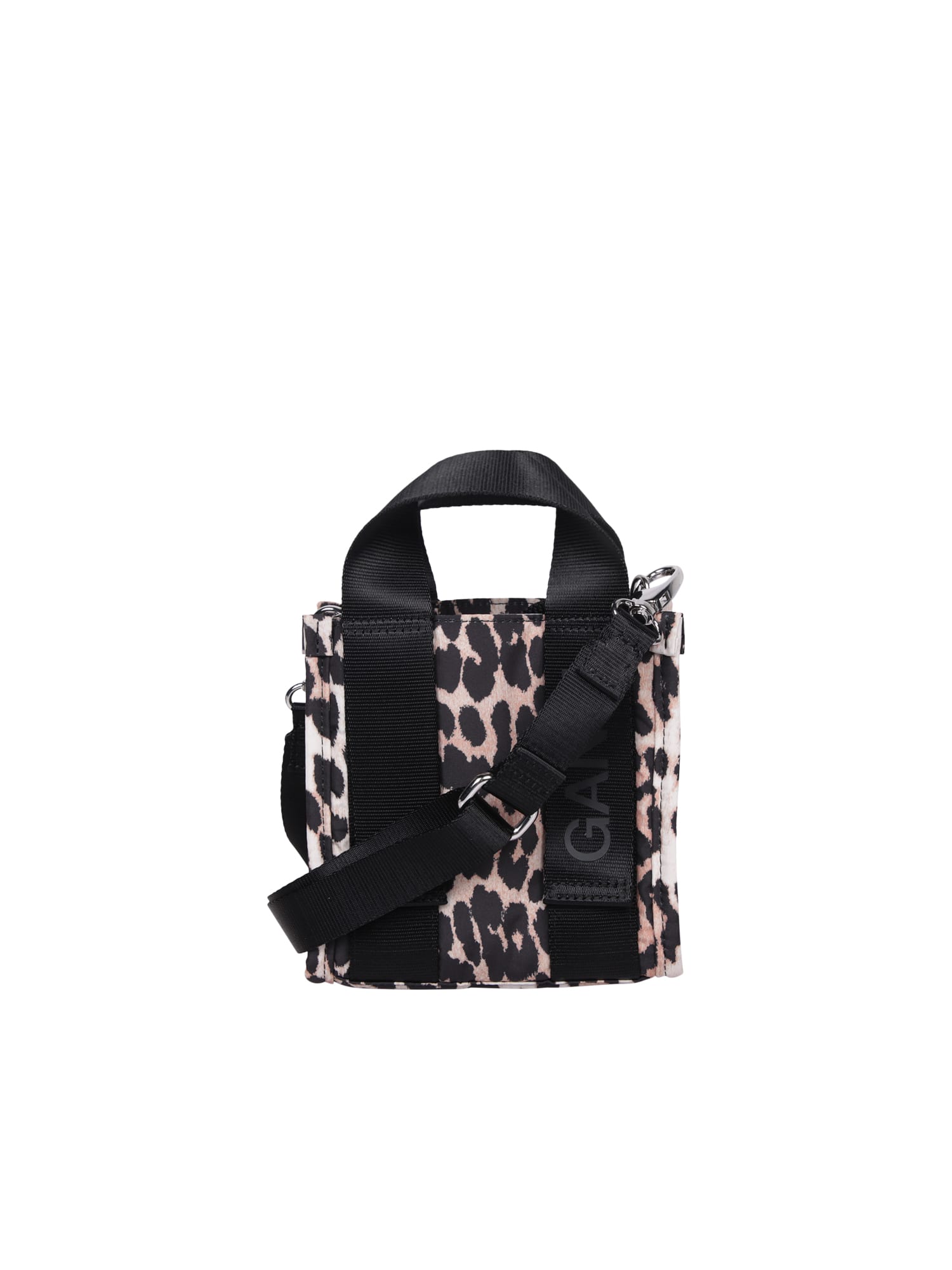 Shop Ganni Leopard-print Tote Bag In Black