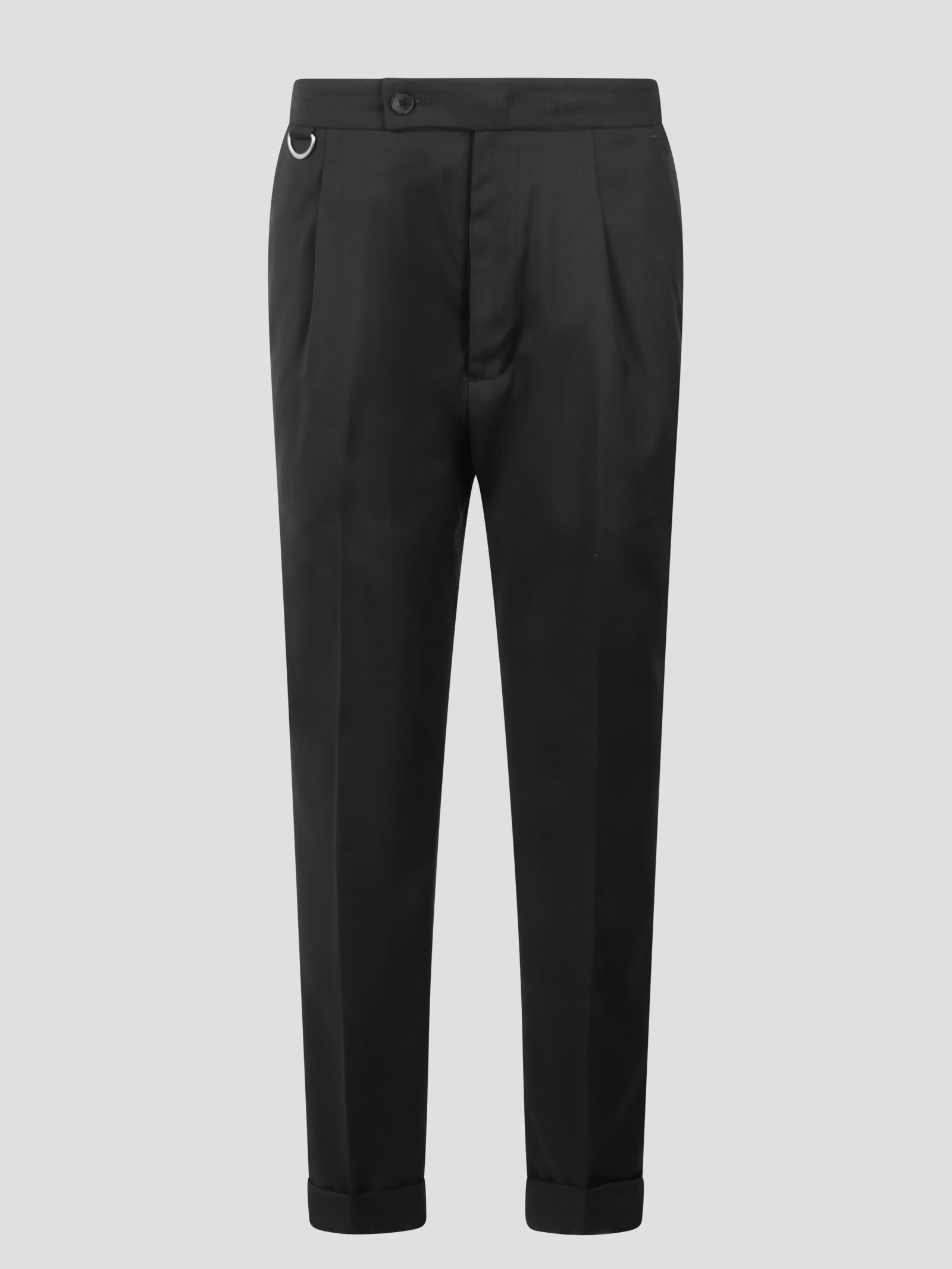 Shop Low Brand Riviera Elastic Tropical Wool Trousers In Black