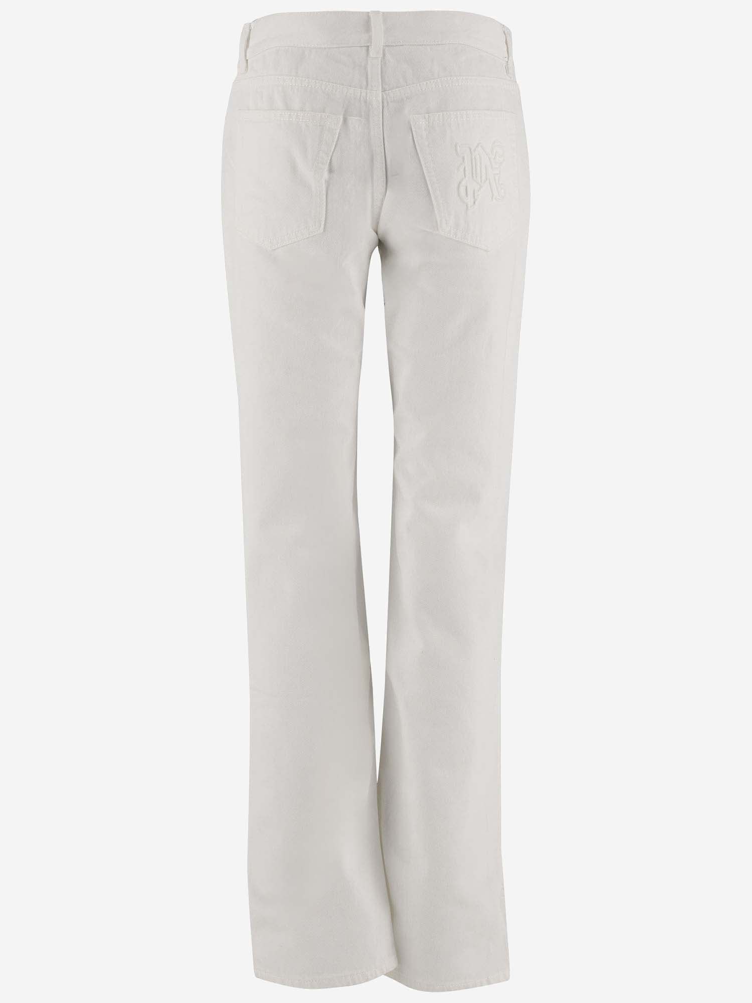 Shop Palm Angels Cotton Denim Jeans With Logo In White