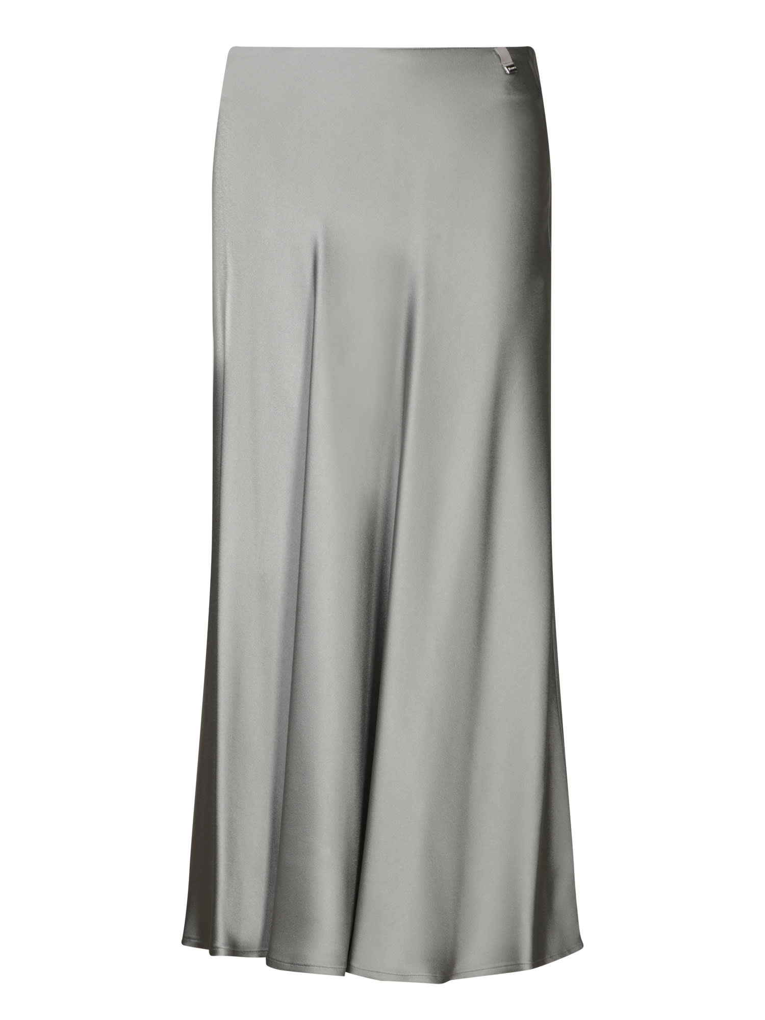 Shop Herno Grey Satin Midi Skirt