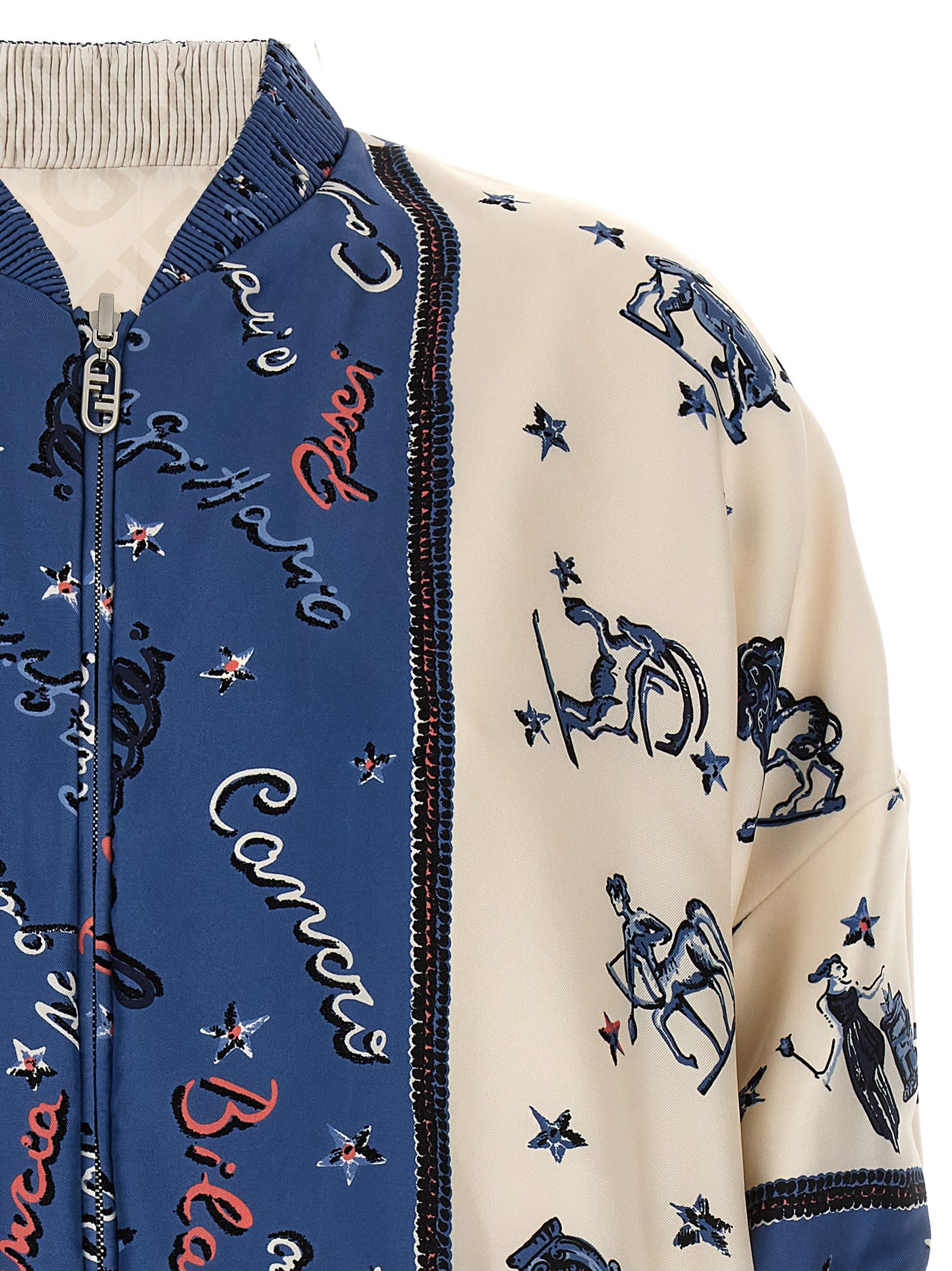 Shop Fendi Astrology Reversible Bomber Jacket In Multicolor