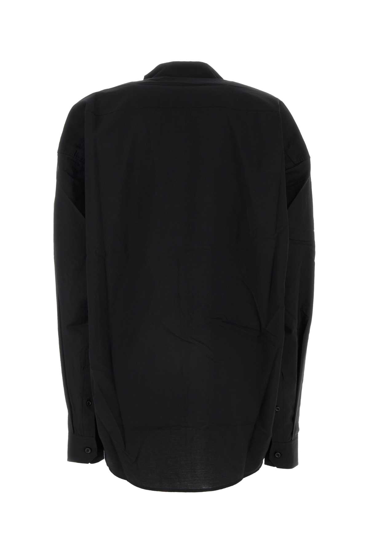 Shop Y/project Black Poplin Oversize Shirt In Evergreenblack