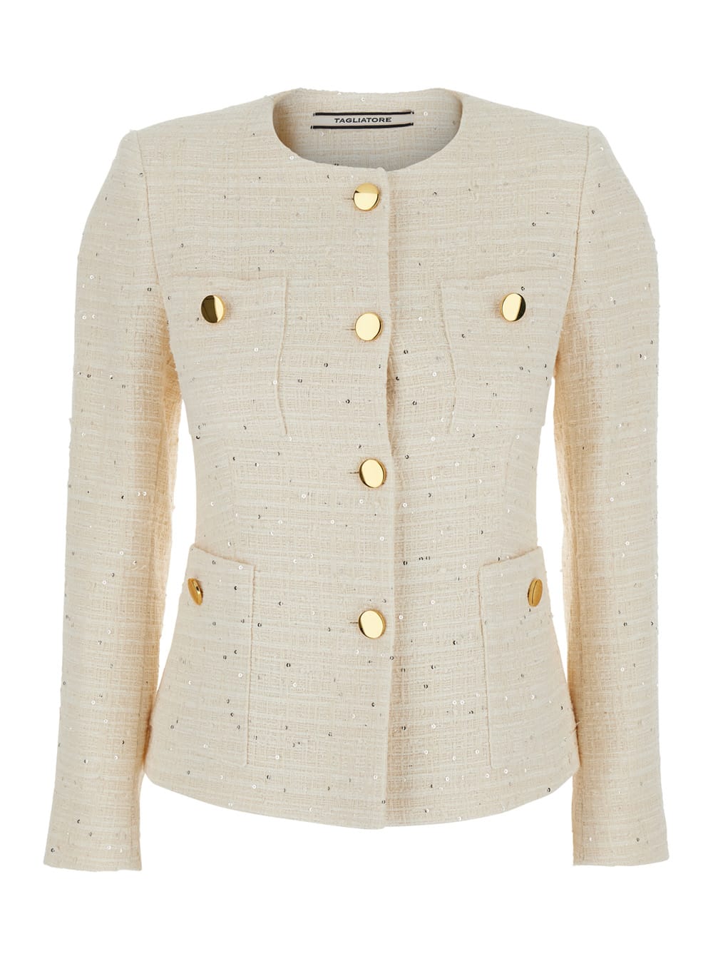 Tagliatore 0205 beverly White Jacket With Metal Buttons In Cotton Tweed Woman