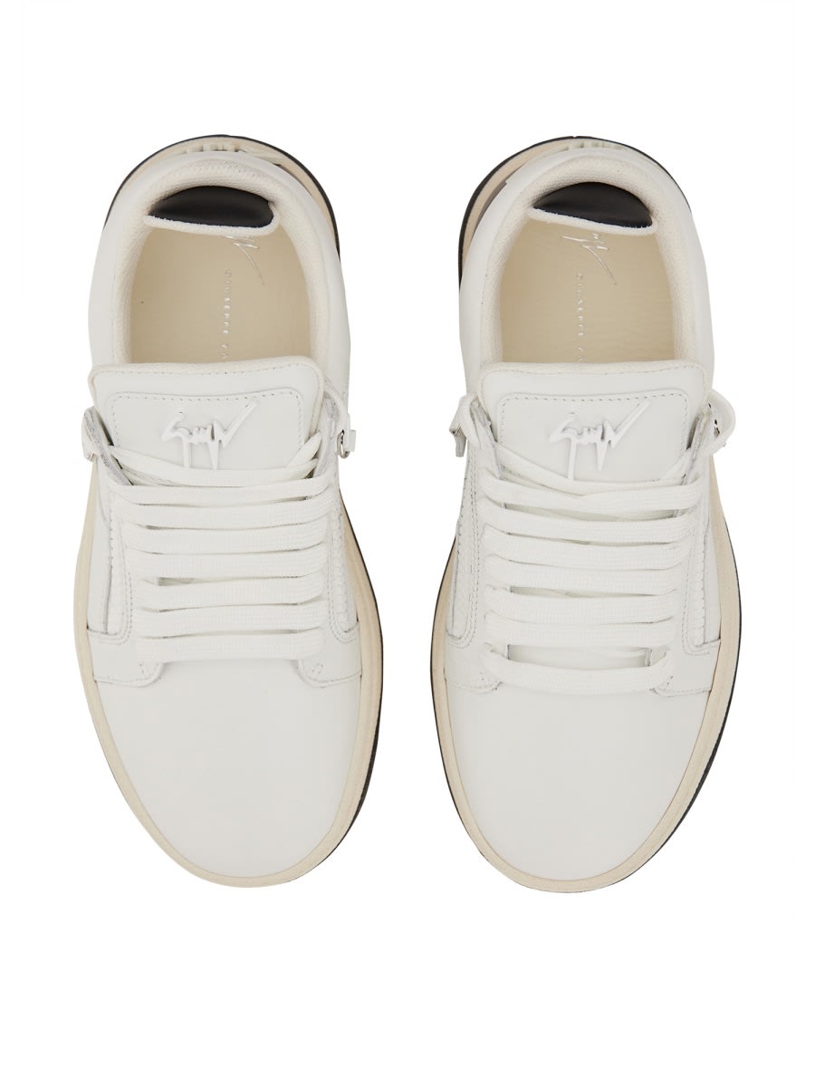 Shop Giuseppe Zanotti Leather Sneaker In White