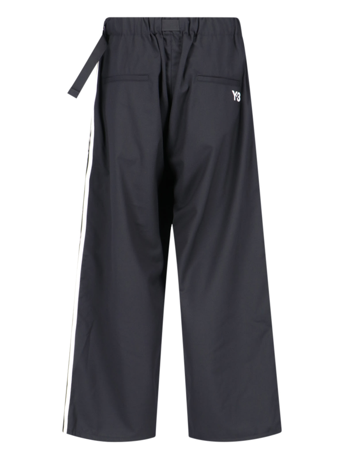 Shop Y-3 Wide Belted Pants In Black