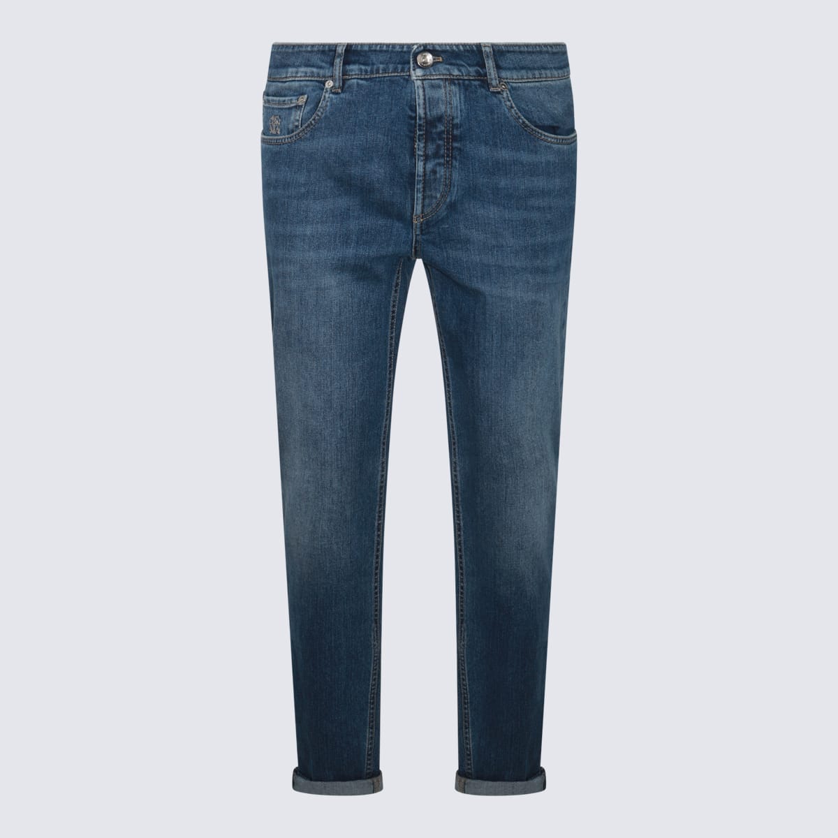 Shop Brunello Cucinelli Blue Cotton Denim Jeans