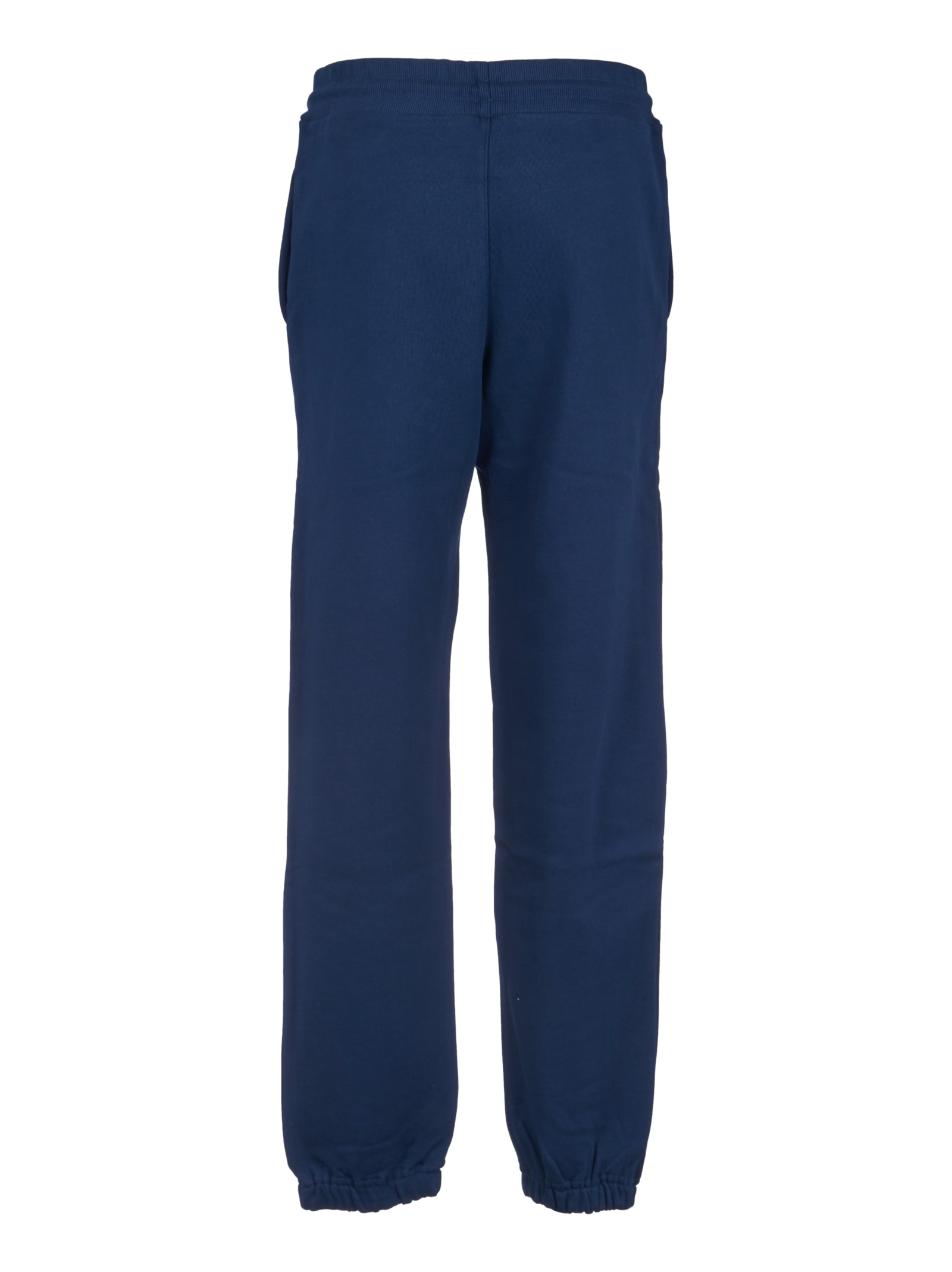 Shop Msgm Logo Lace-up Track Pants In Navy