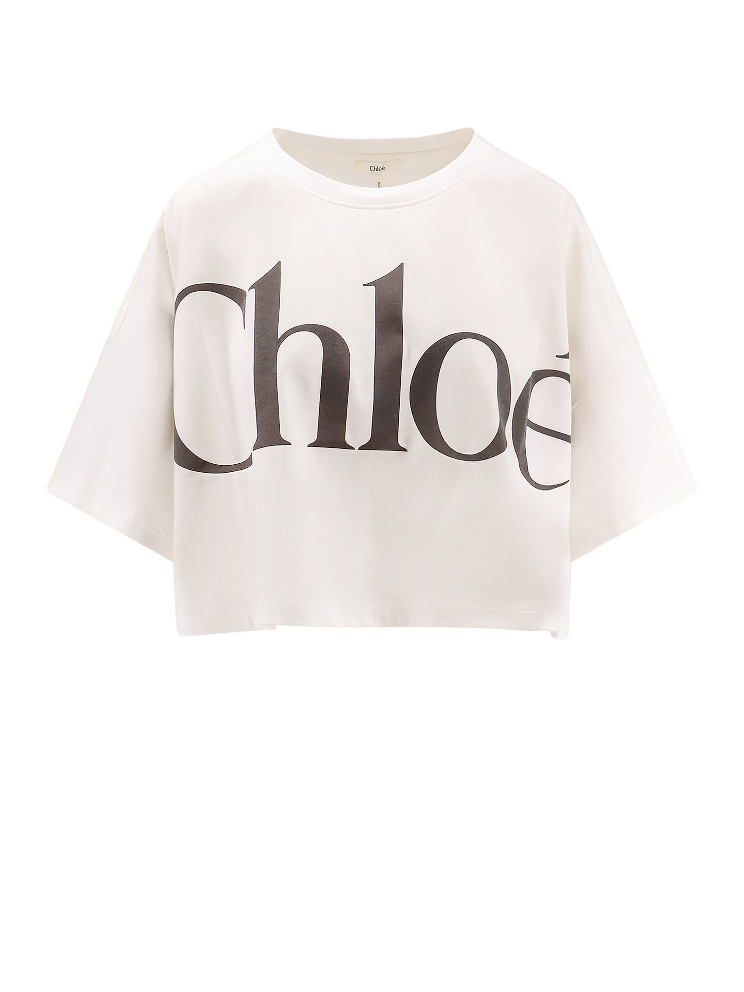 Chloé Cotton T-shirt With Maxi Logo On The Front In White