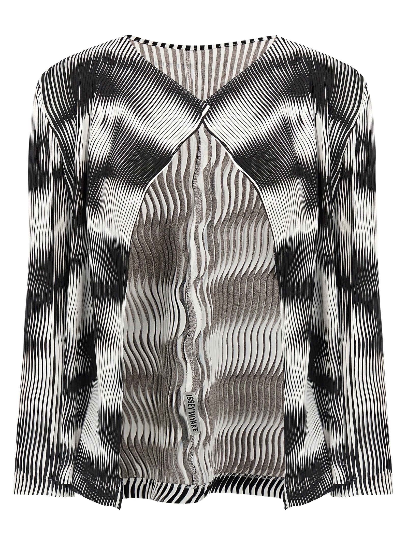 Issey Miyake Sway Pleats Printed Cardigan In Black