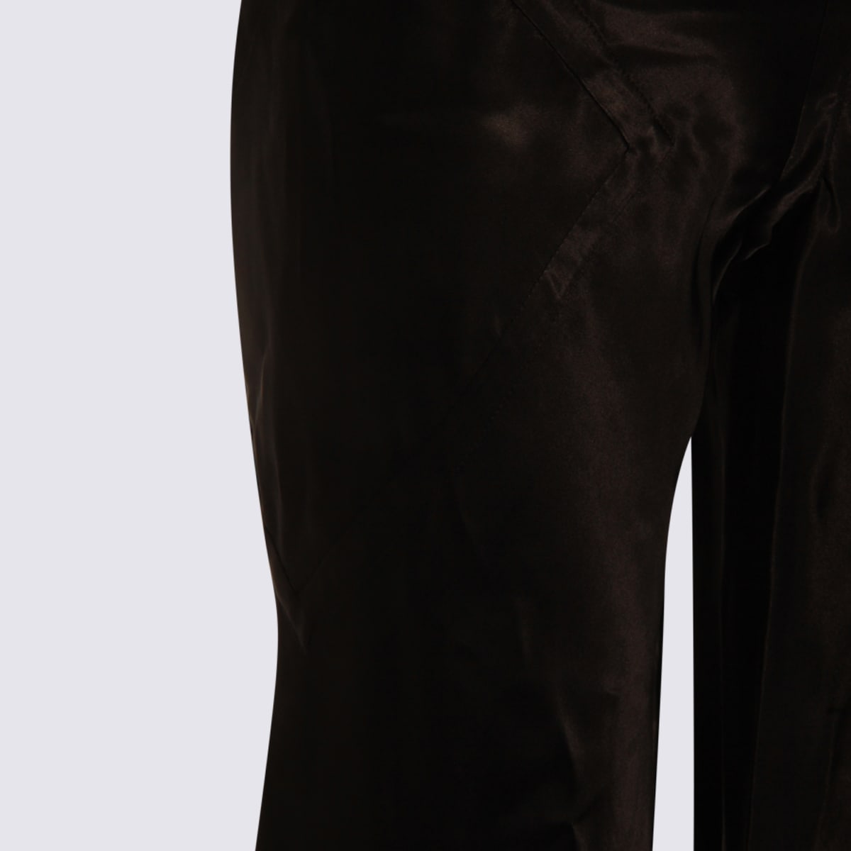 Rick Owens High Waist Wide Leg Trousers With Satin Finish In Black