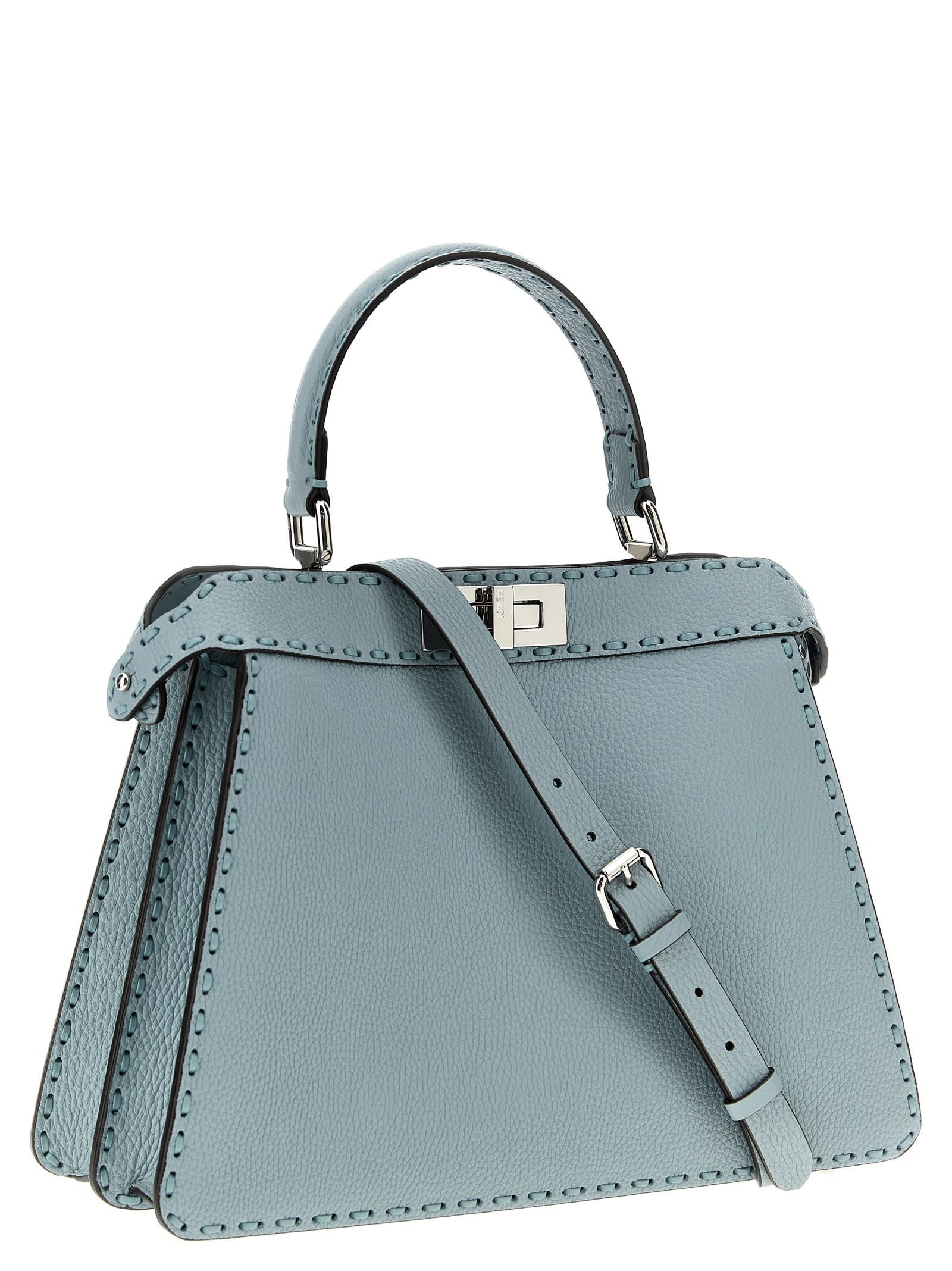 Shop Fendi Peekaboo Iseeu Medium Handbag In Light Blue