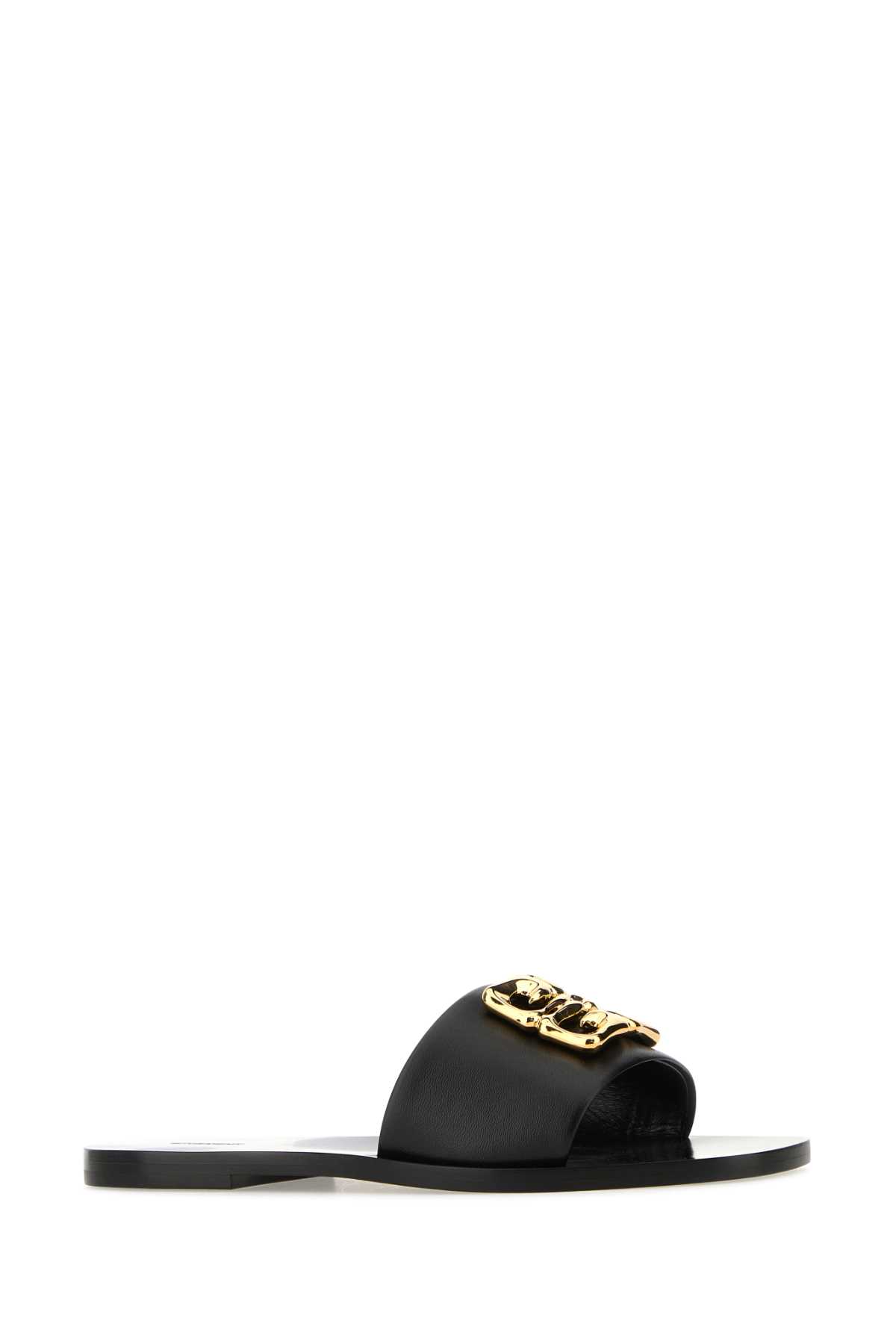 Shop Givenchy Black Leather 4g Baroque Slippers