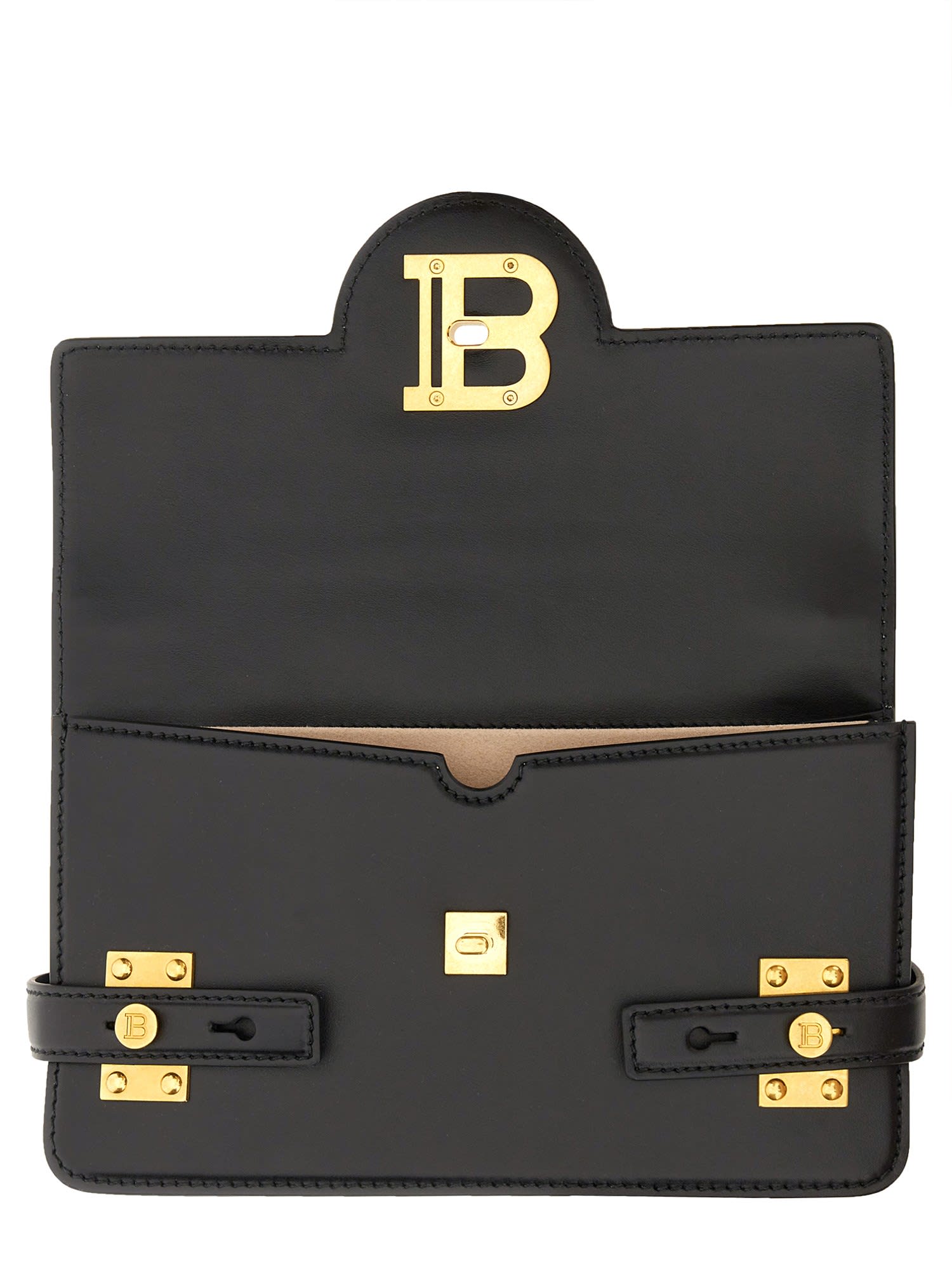 Shop Balmain B-buzz 24 Leather Bag In Nero