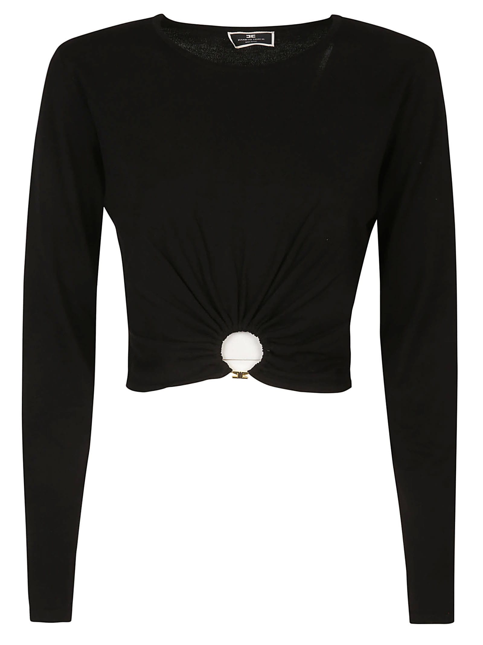 Elisabetta Franchi Black Crop Top In Nero