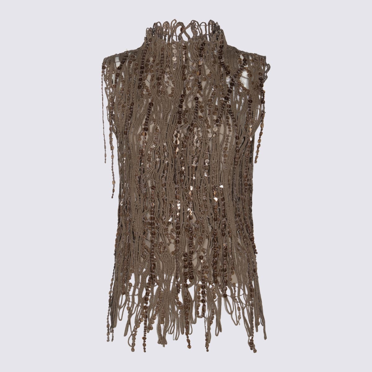 Brunello Cucinelli Brown Cotton Knitwear In Nutshell