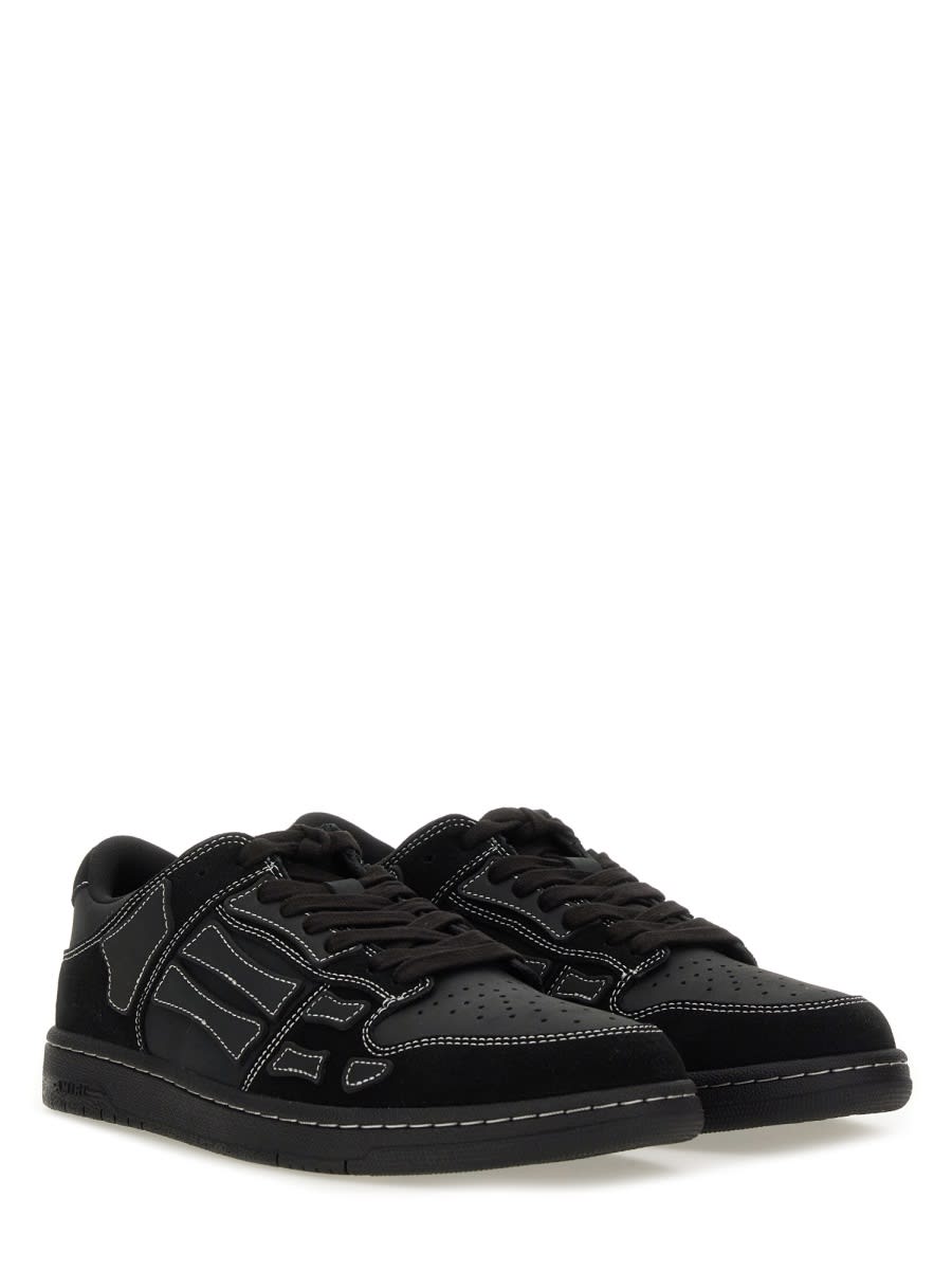 Amiri Sneaker Skel Top Low Black In Leather And Suede Men In Black