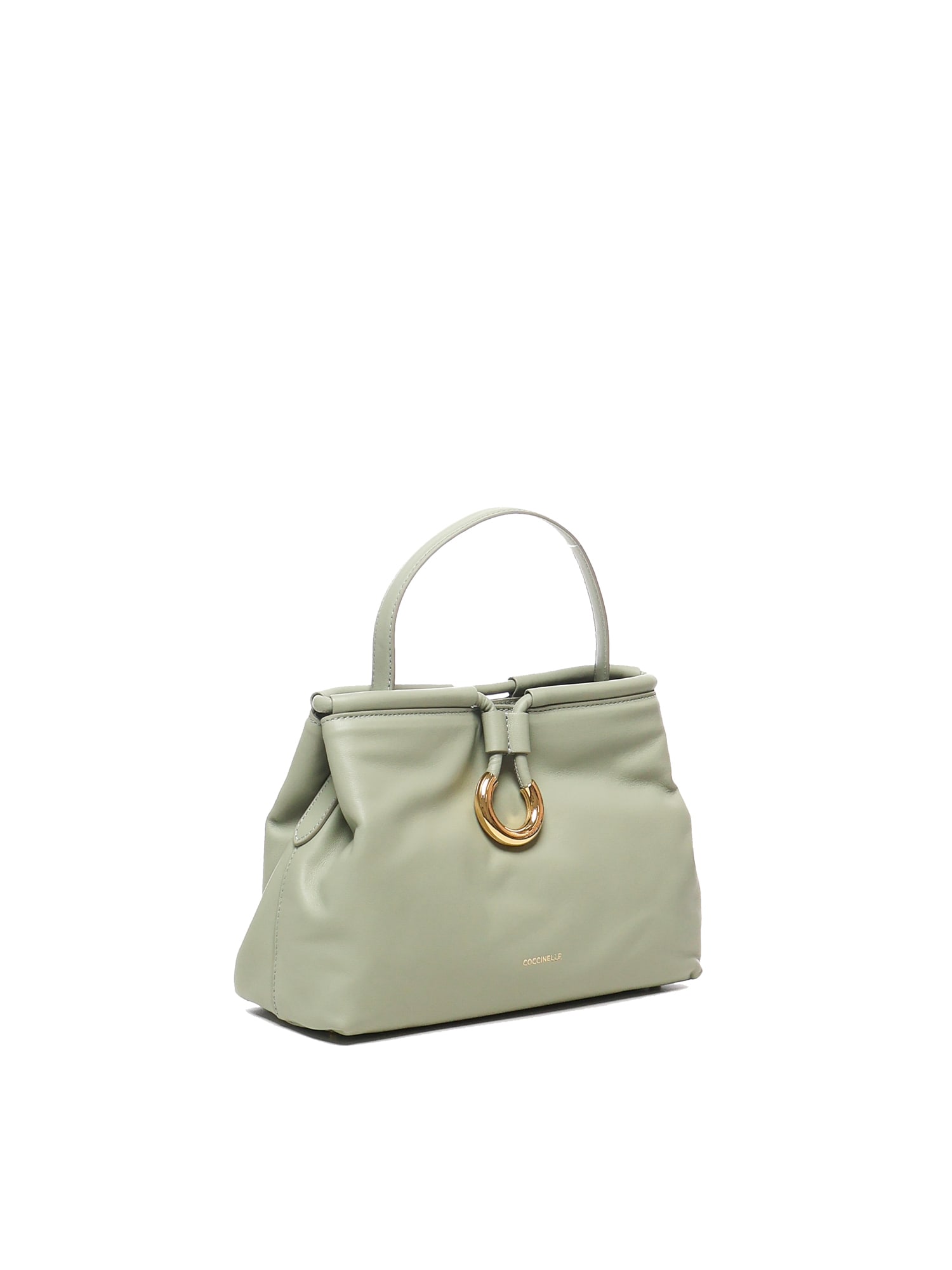 Coccinelle Metal-ring Leather Tote Bag In Green