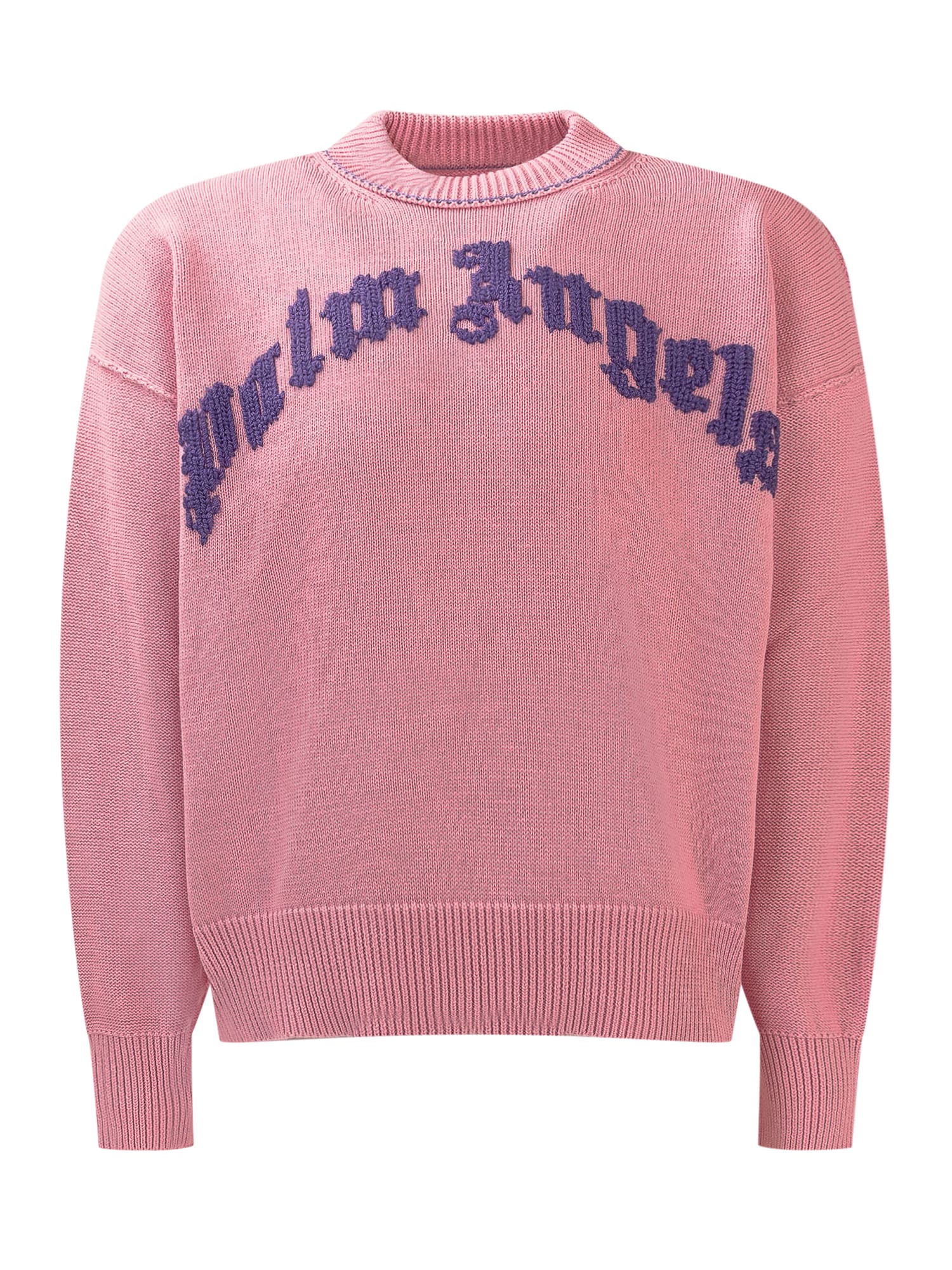Shop Palm Angels Logo Sweater In Rose Quart