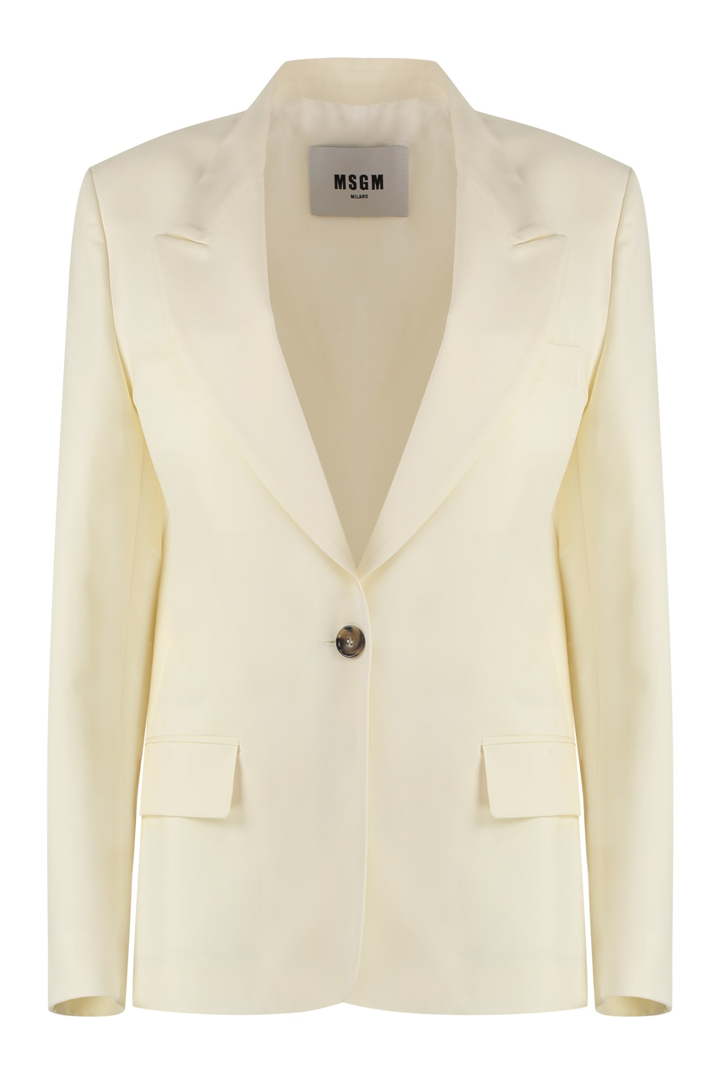 Shop Msgm Wool Single-breasted Blazer In Ivory