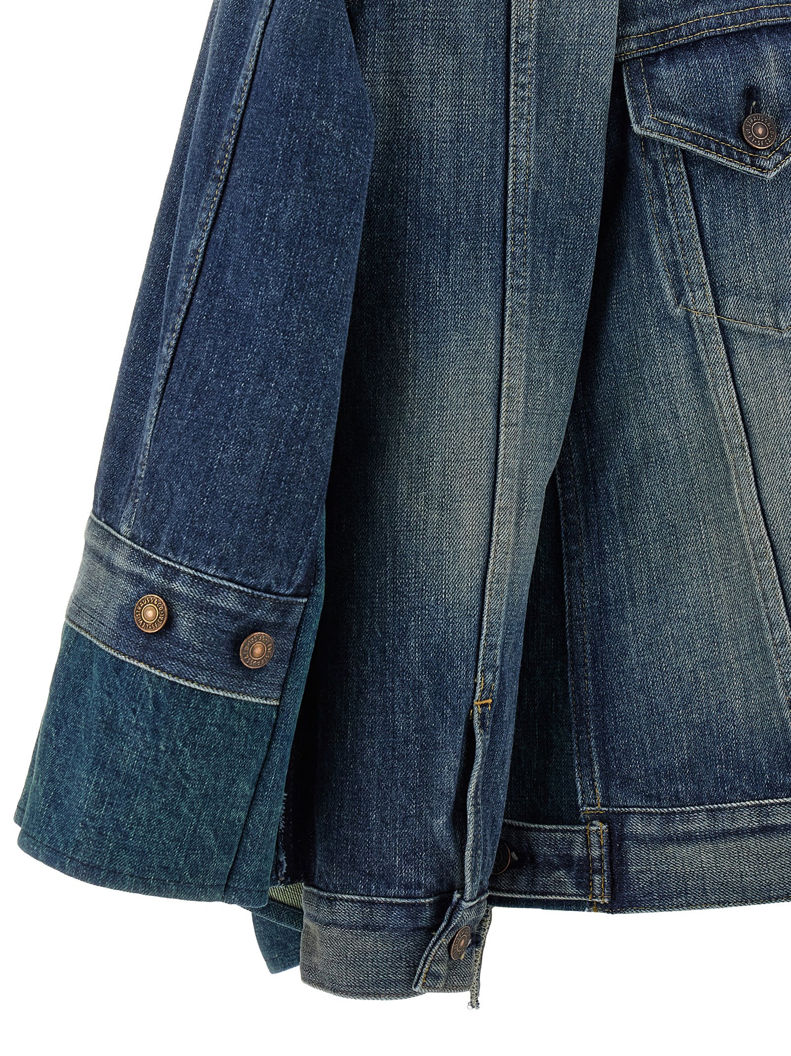 Junya Watanabe Double-layer Faded Denim Jacket With Chest Pockets