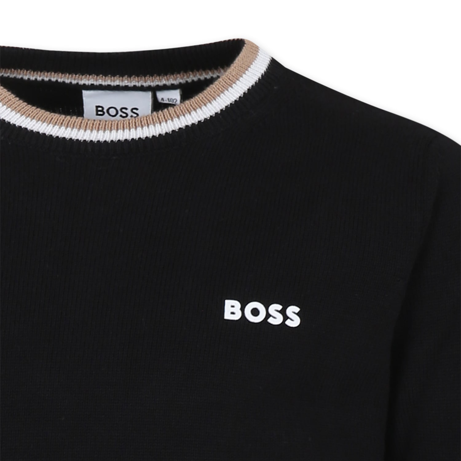 Hugo Boss Black Sweater For Boy With Logo In Black