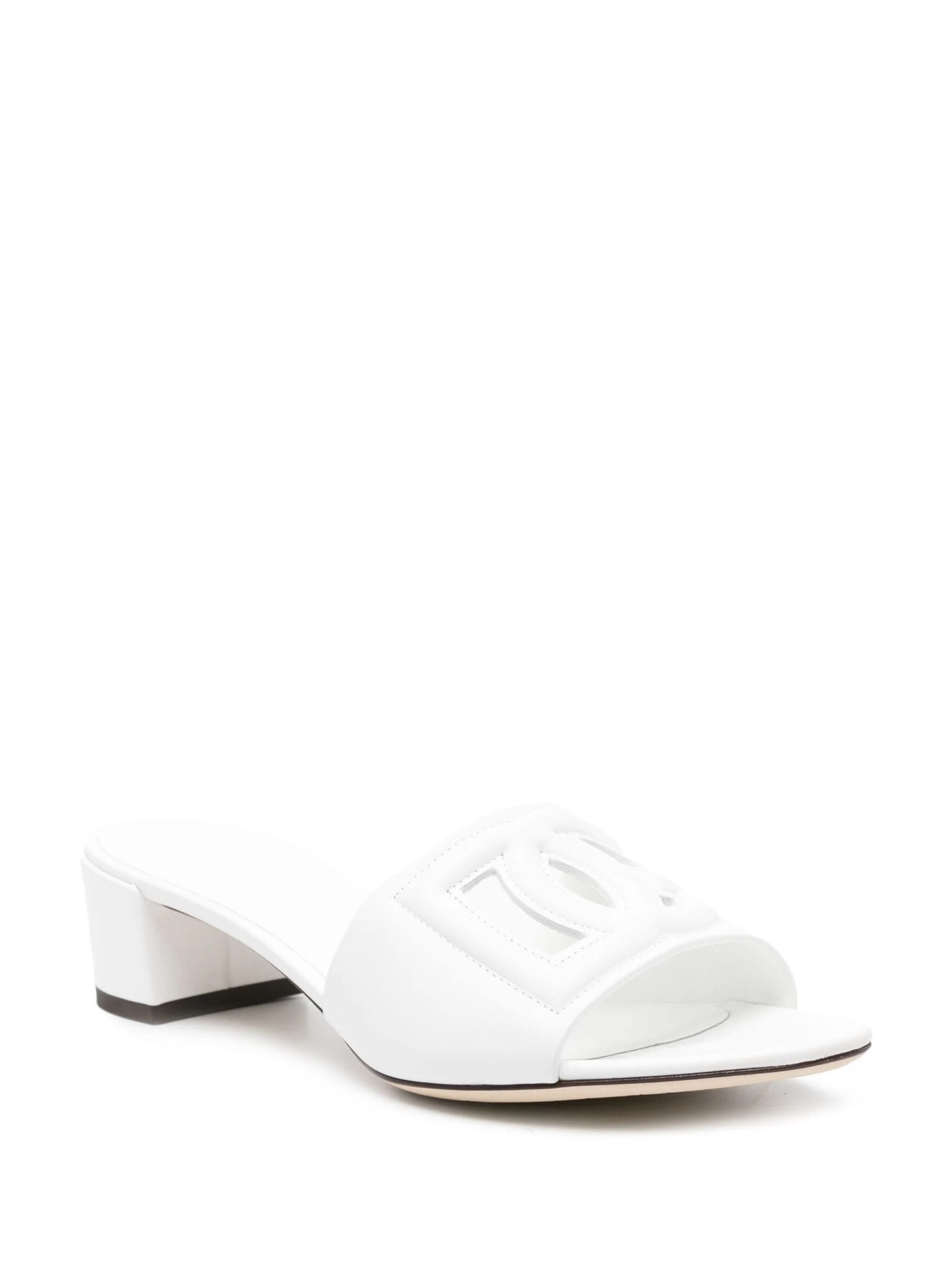 Shop Dolce & Gabbana Ciabatta Tacco Vitello Liscio In Bianco