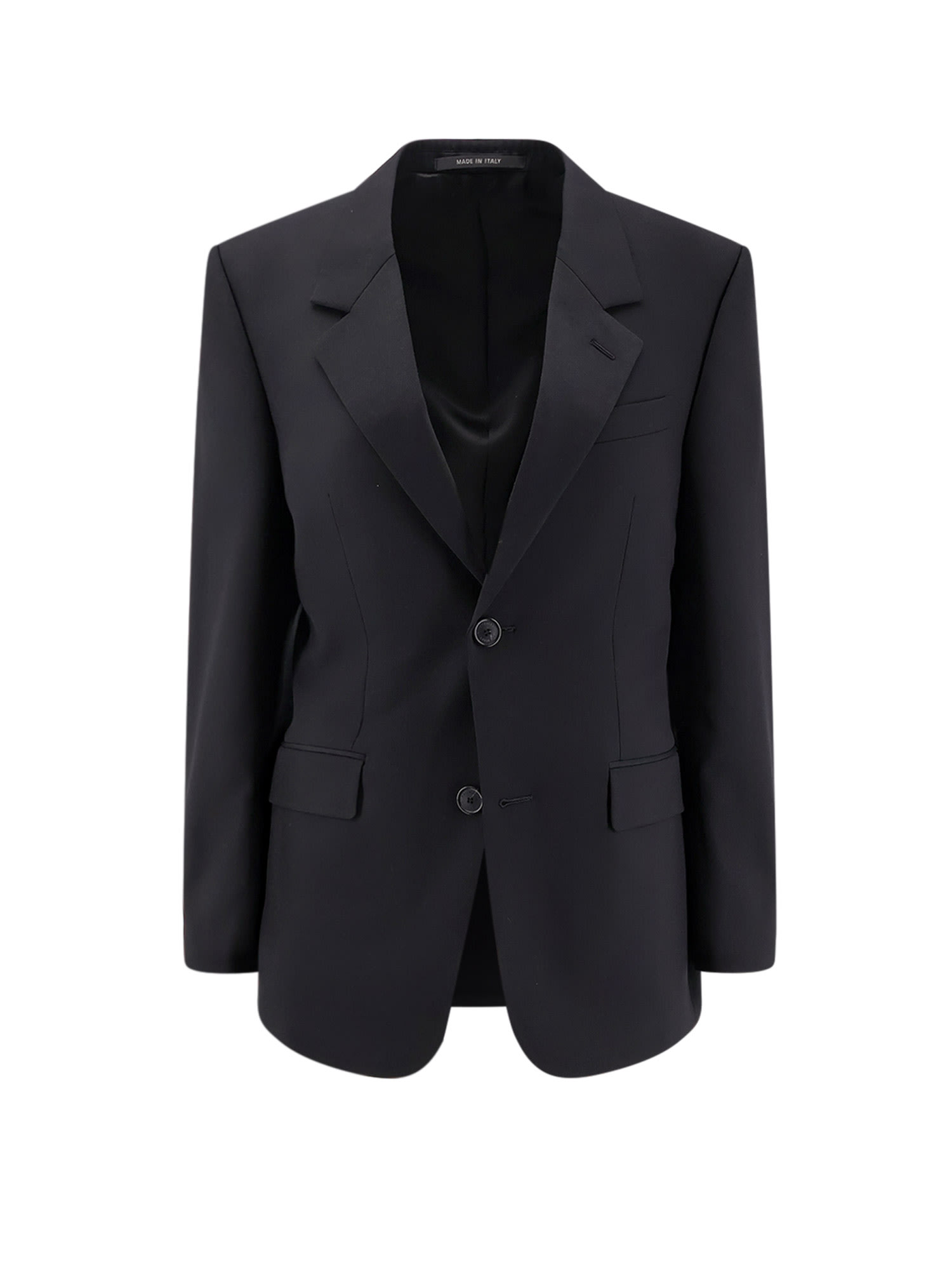 Balenciaga Single-breasted Wool Blazer In Black