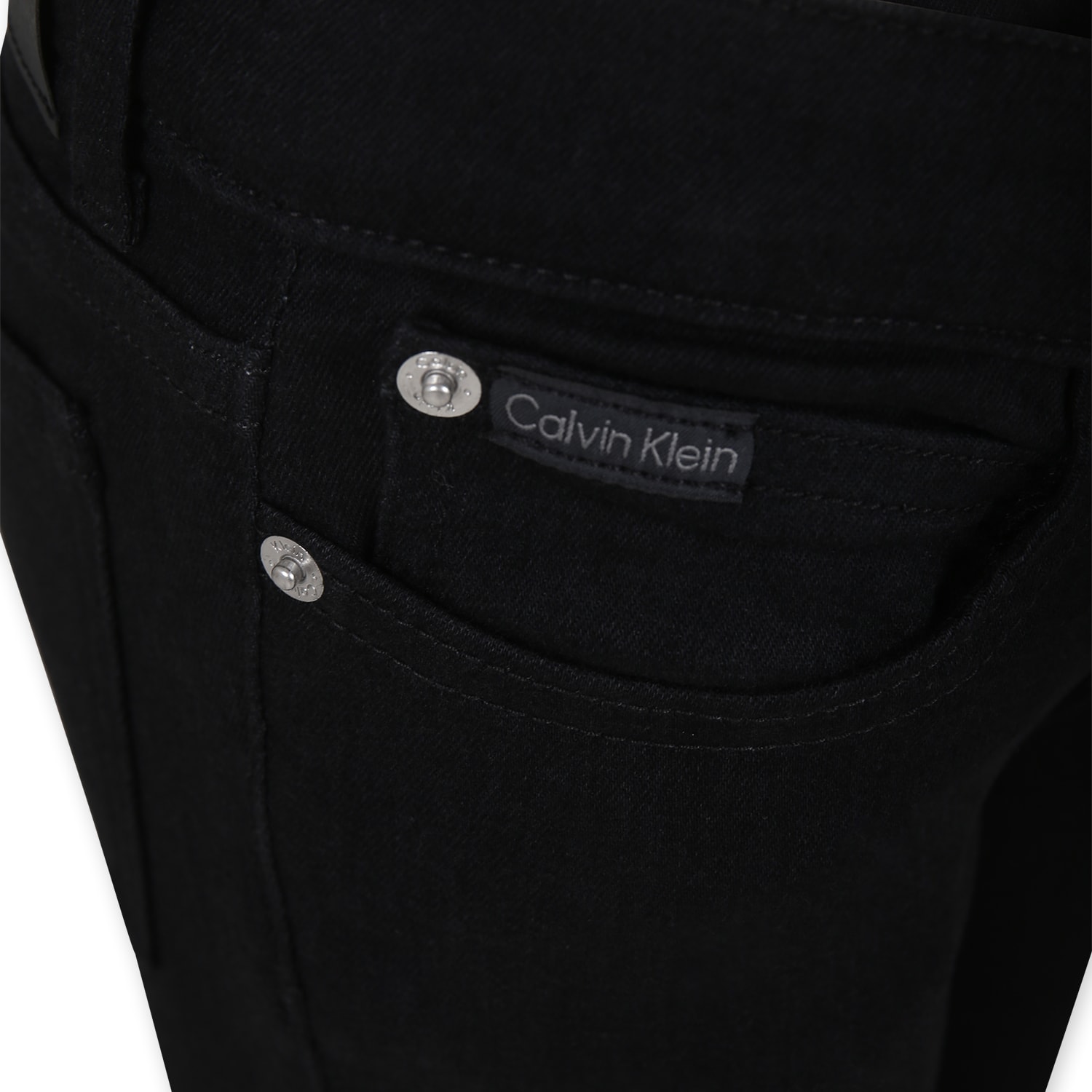 Calvin Klein Black Jeans For Girl With Logo In Black