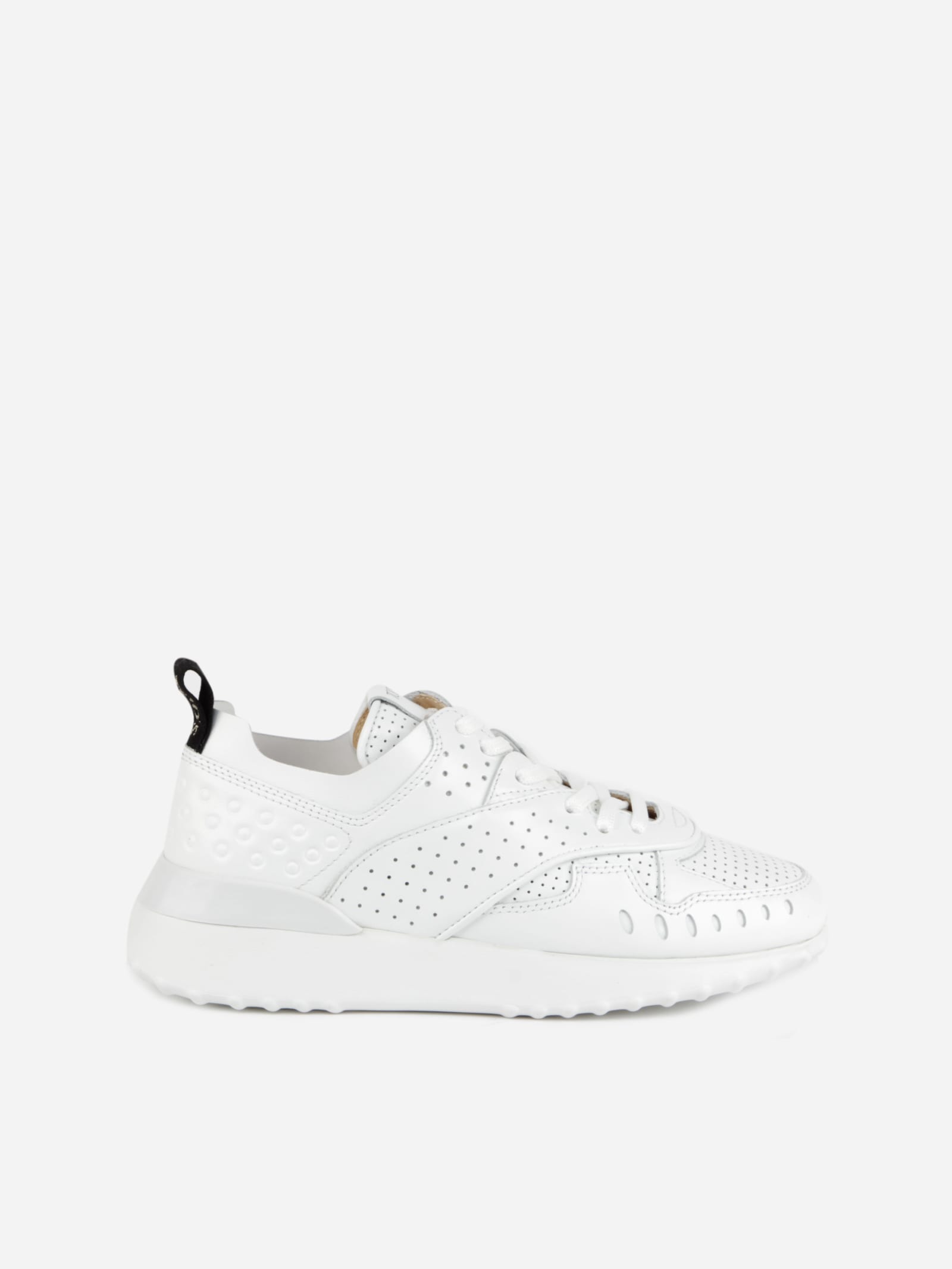 Tod's Leather Sneakers With Embossed Inserts In White