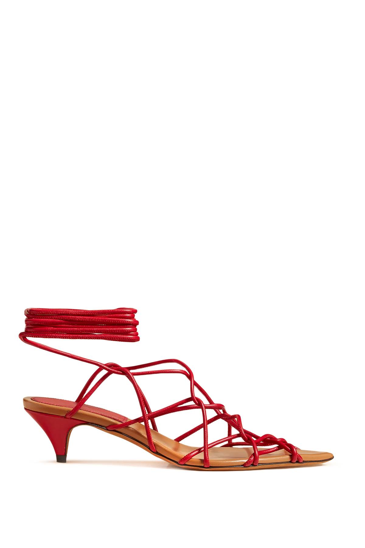 Shop Khaite Arden Low Heel Sand In Red (red)