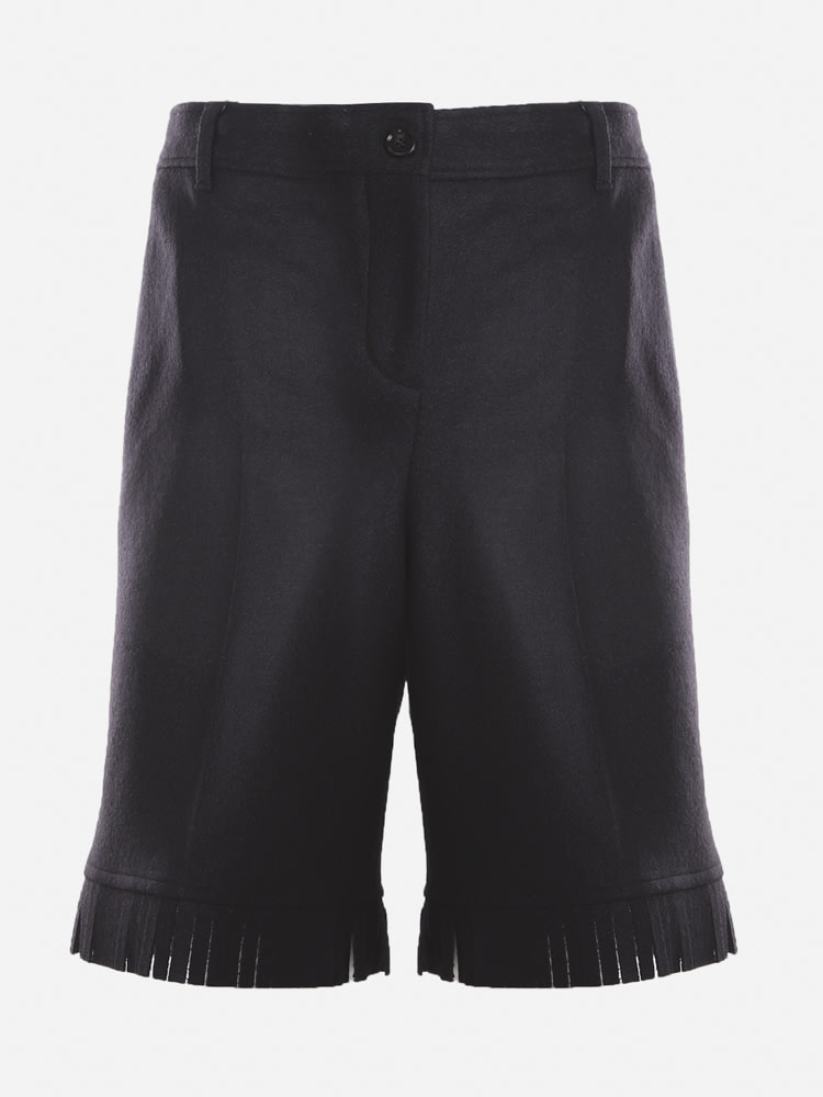 Wool Shorts With Frayed Edges