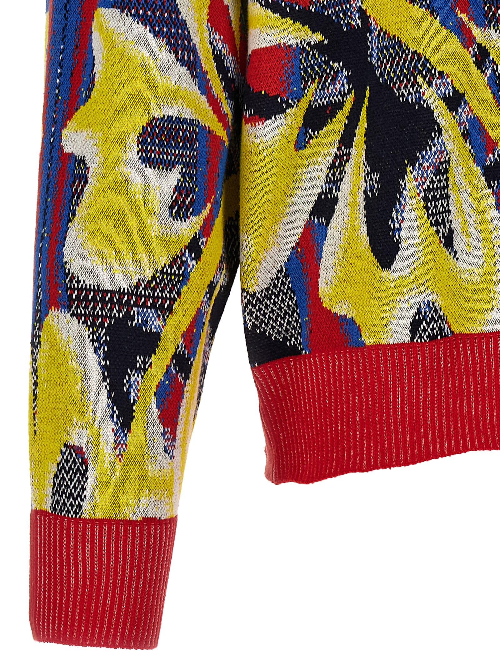 Shop Bluemarble Knit Jaquard Hoodie In Multicolor