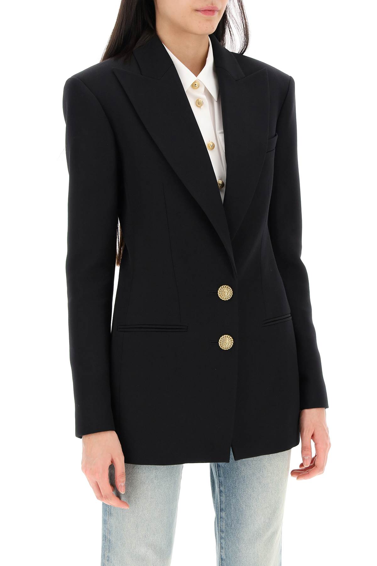 Shop Balmain Fitted Single-breasted Blazer In Nero