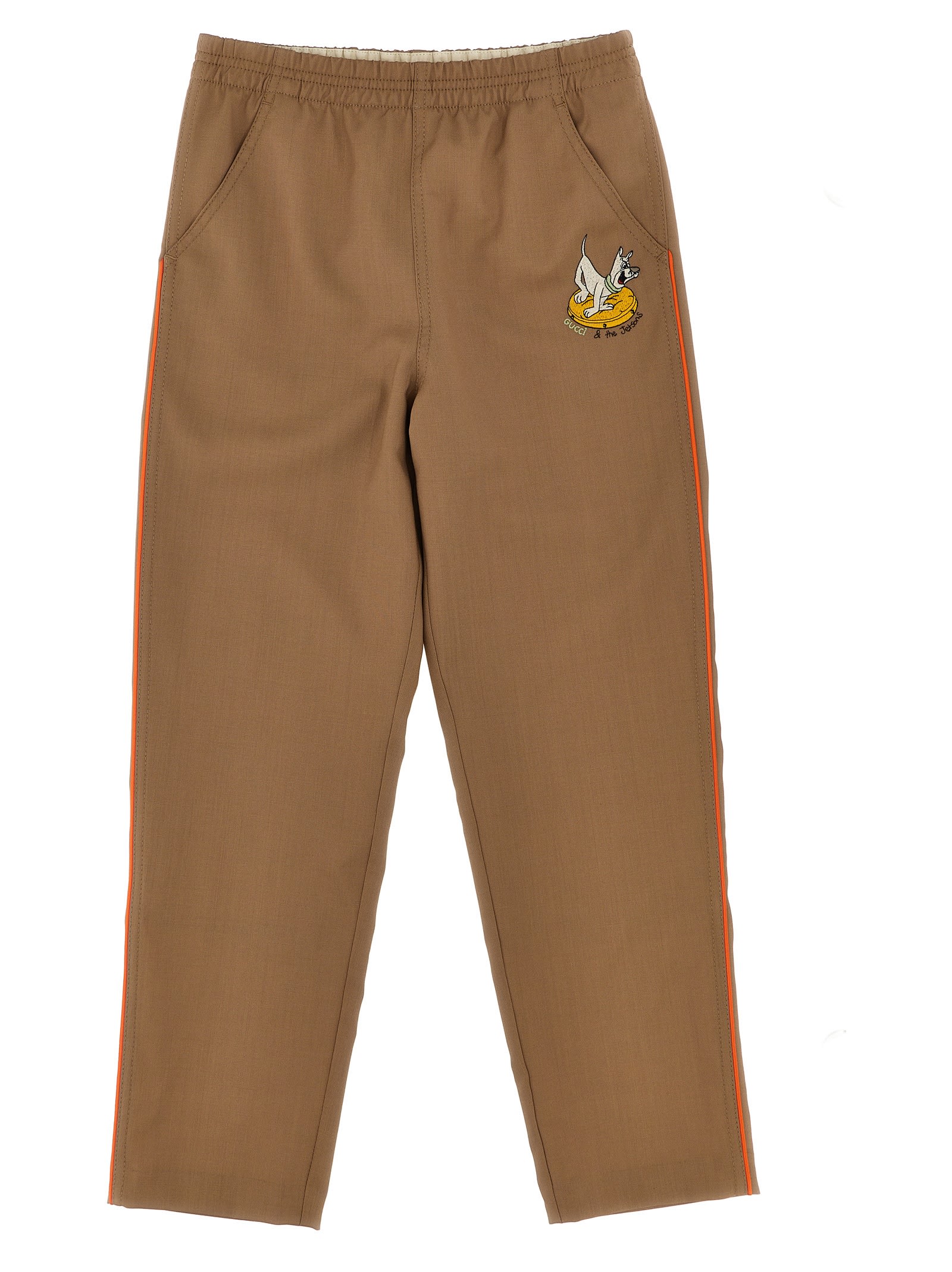 Gucci X The Jetsons Embroidered Wool Pants In Beige