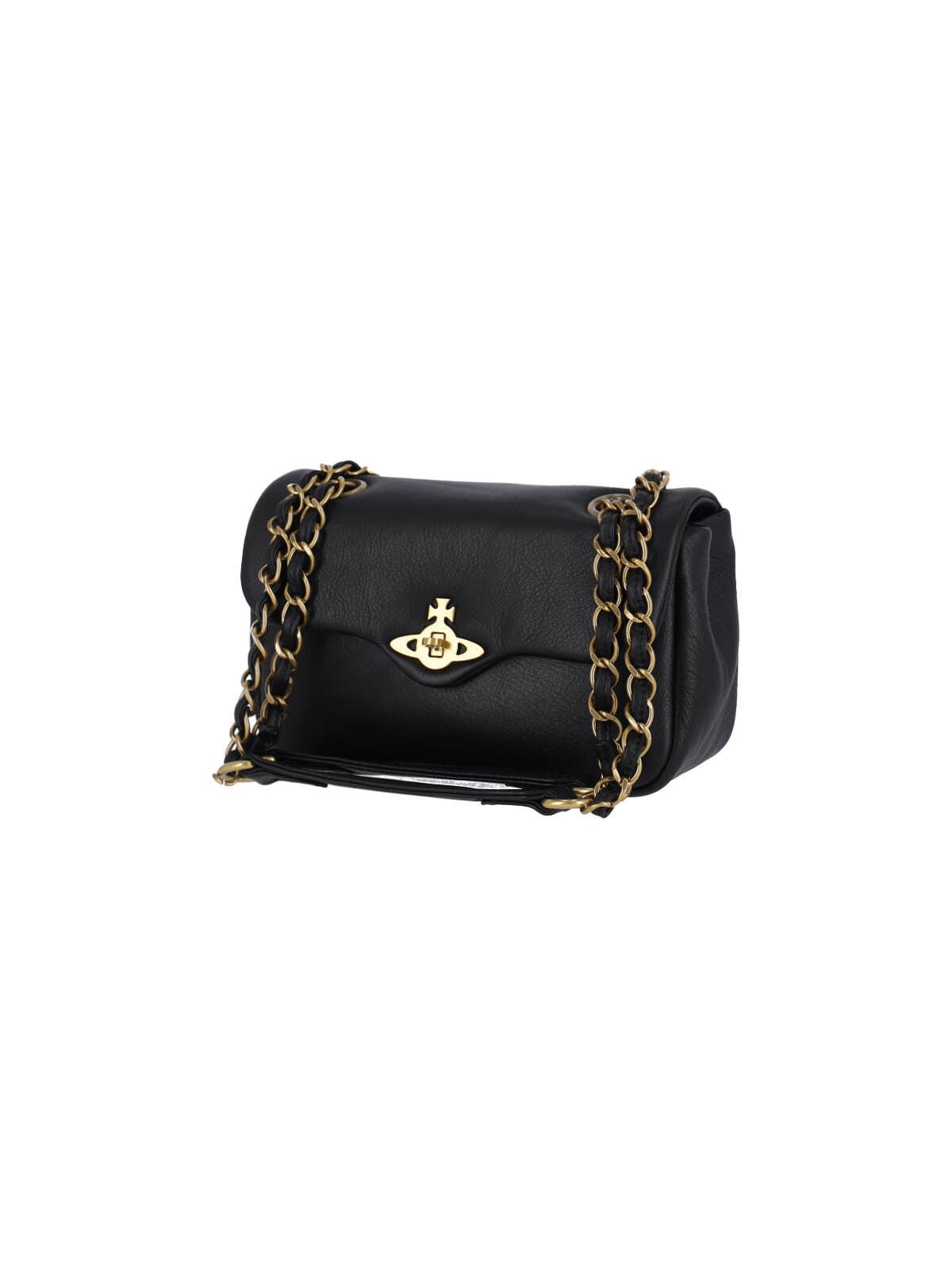 Vivienne Westwood Structured Leather Shoulder Bag With Gold-tone Accents
