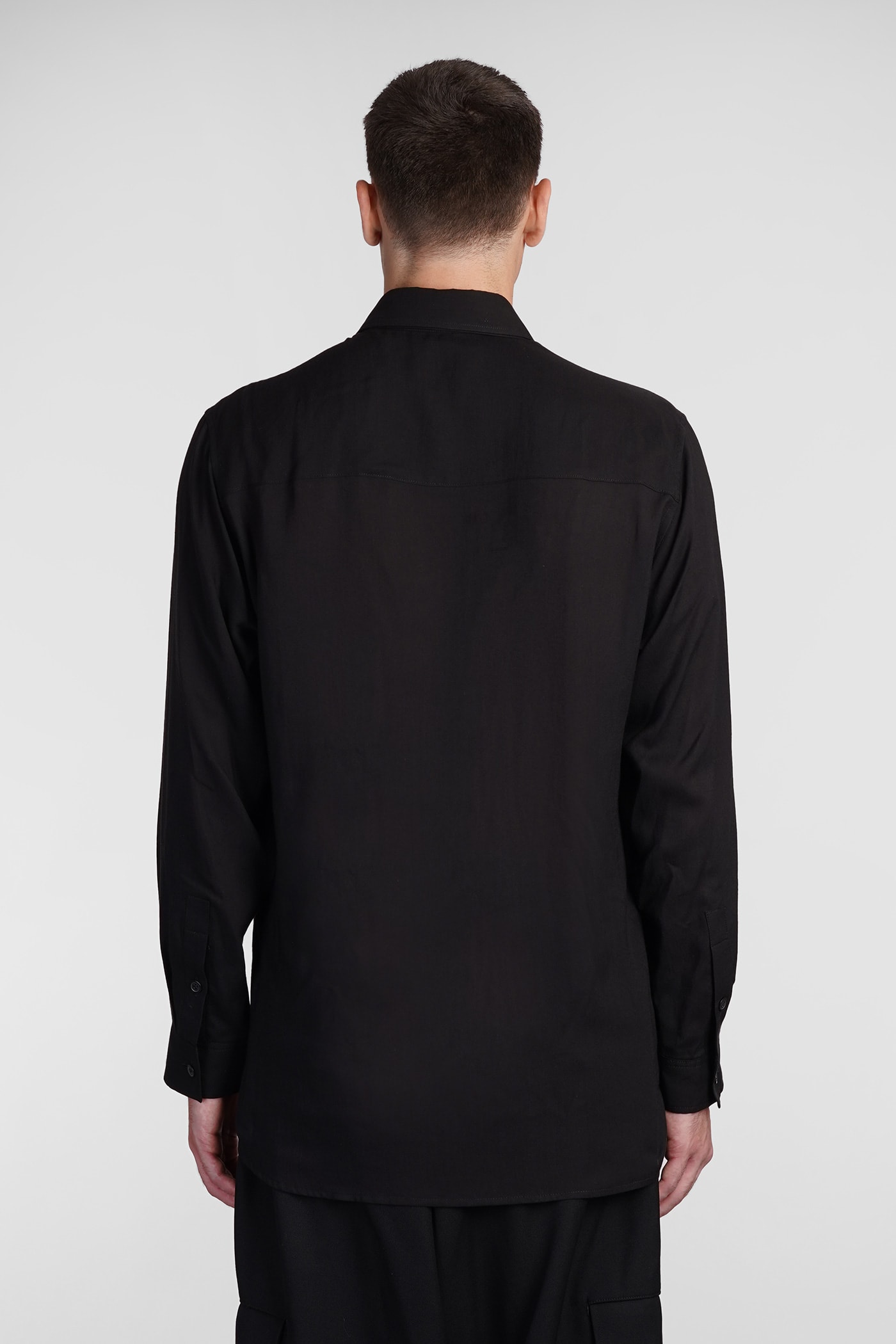 Shop Yohji Yamamoto Shirt In Black Cotton