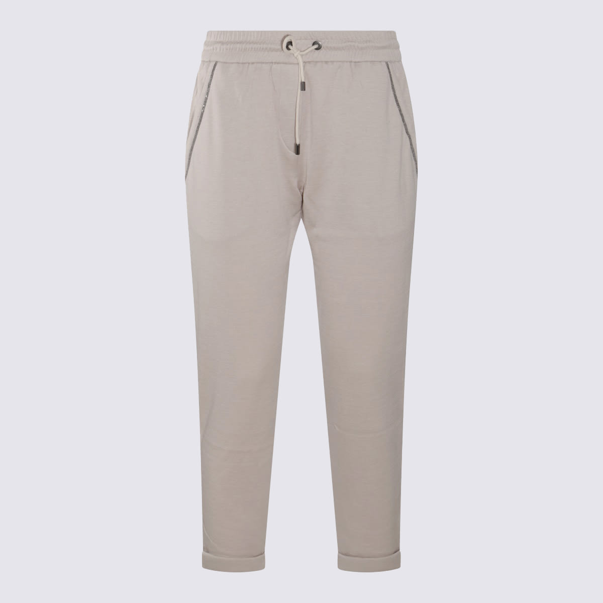 Brunello Cucinelli Cotton And Silk Blend Joggers In Quarzo
