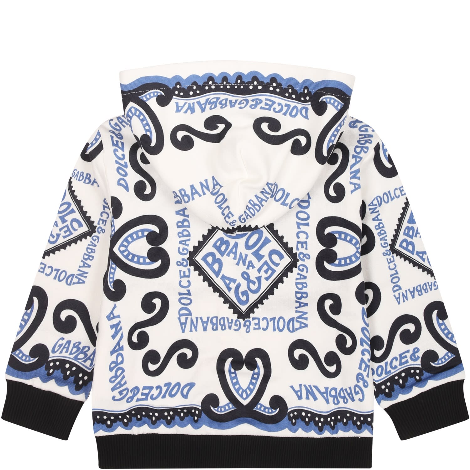 Shop Dolce & Gabbana White Sweatshirt For Baby Boy With Bandana Print And Logo