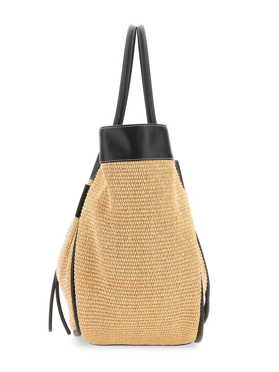 Proenza Schouler Large Ruffled Tote Bag With Woven Texture In Nude