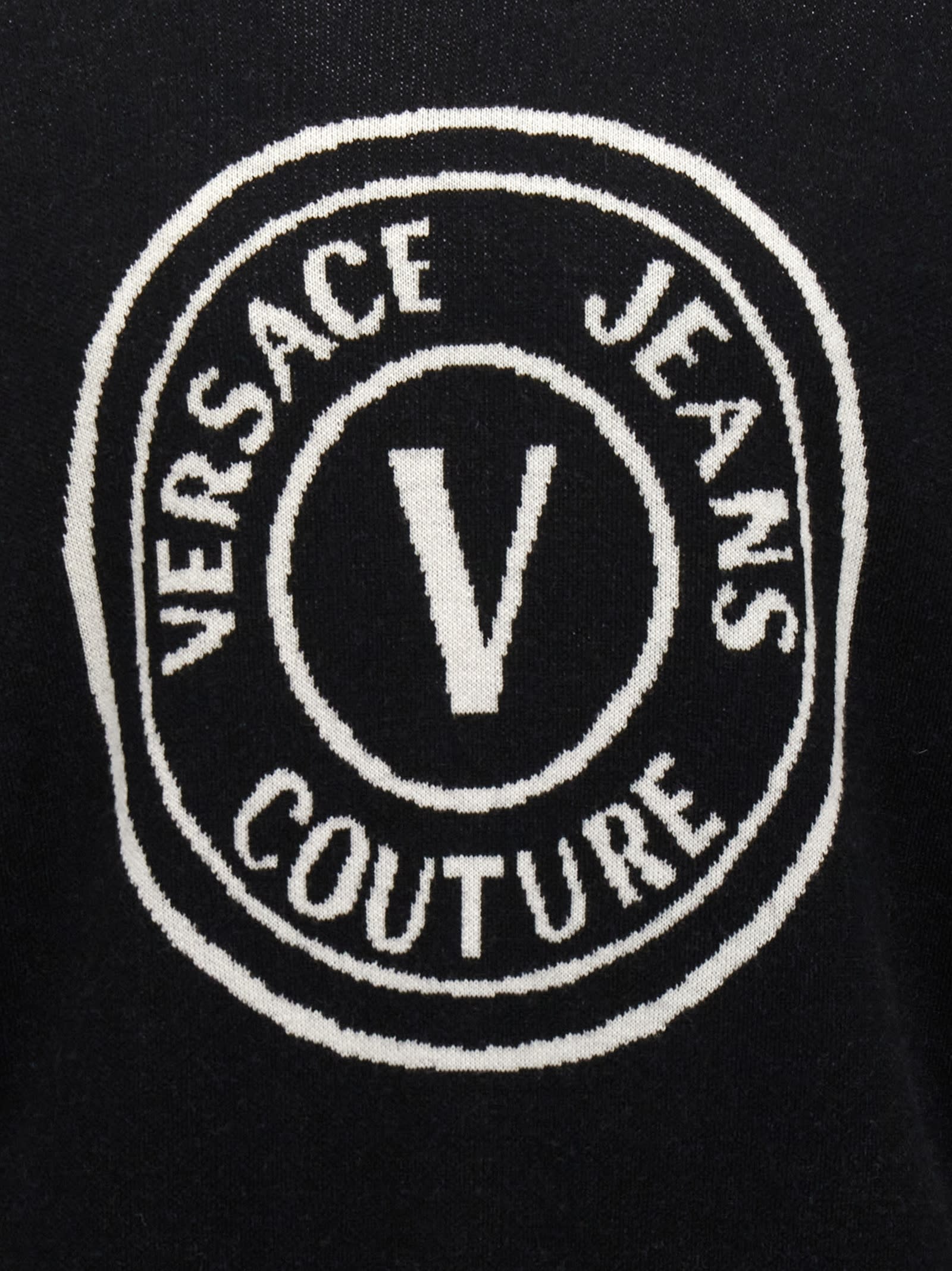 Versace Jeans Couture Logo-print Crew-neck Sweatshirt In Black