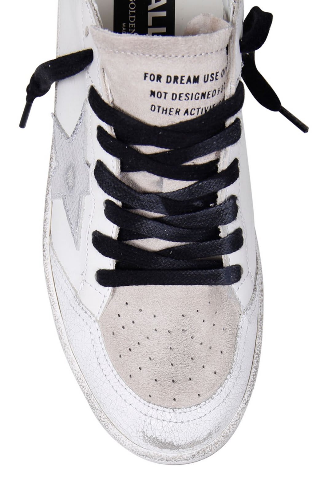 Shop Golden Goose Ball Star Lace-up Sneakers In White Silver Gold