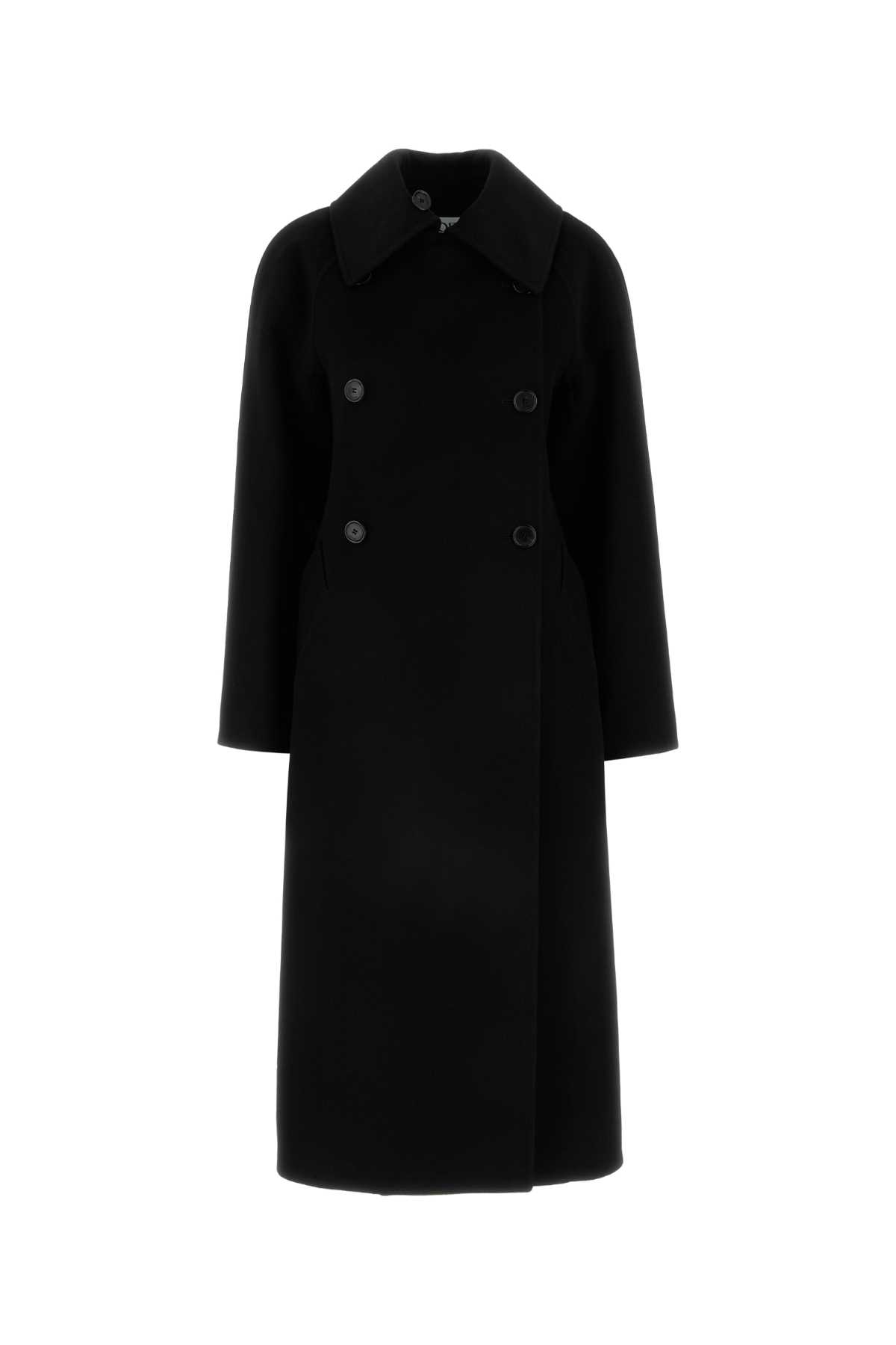 Shop Loewe Black Wool Blend Coat