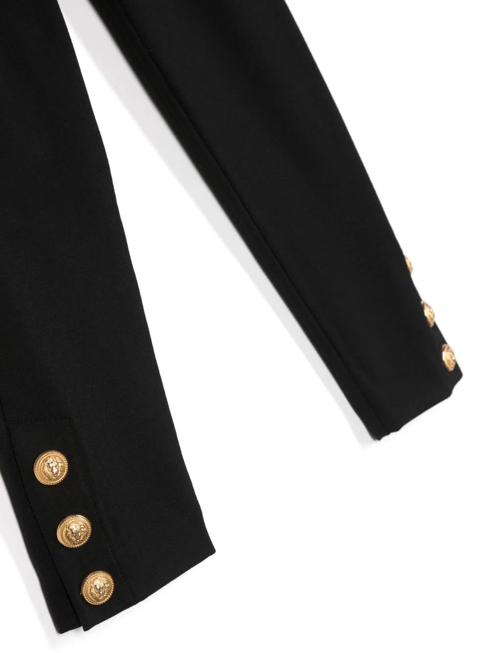 Shop Balmain Black High Waist Pants With Gold Embossed Buttons