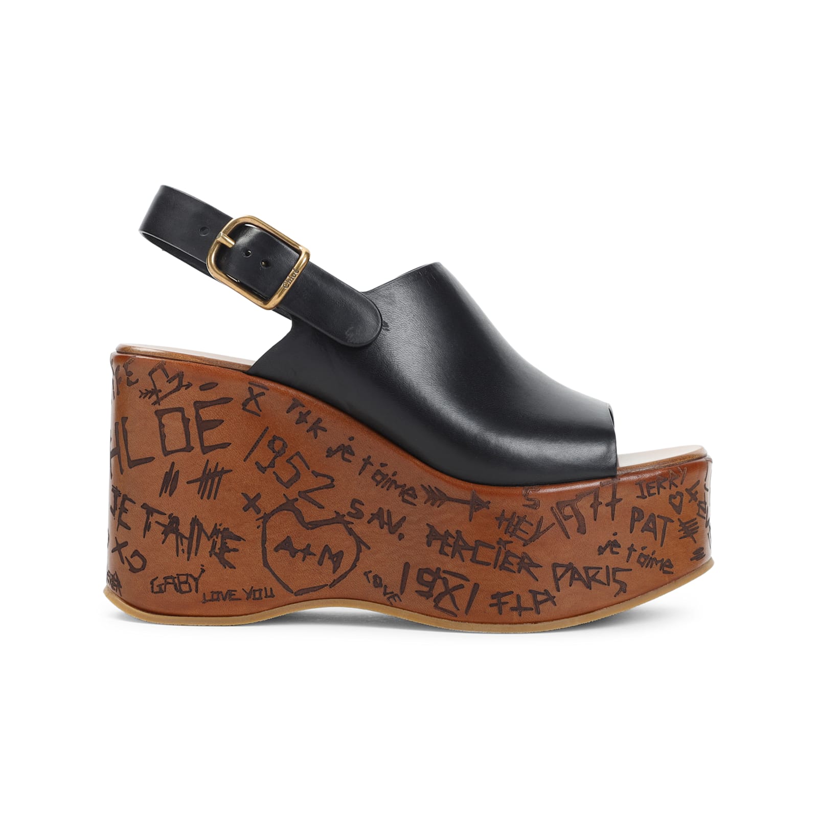 Chloé Maxime Wedge Sandals In Black